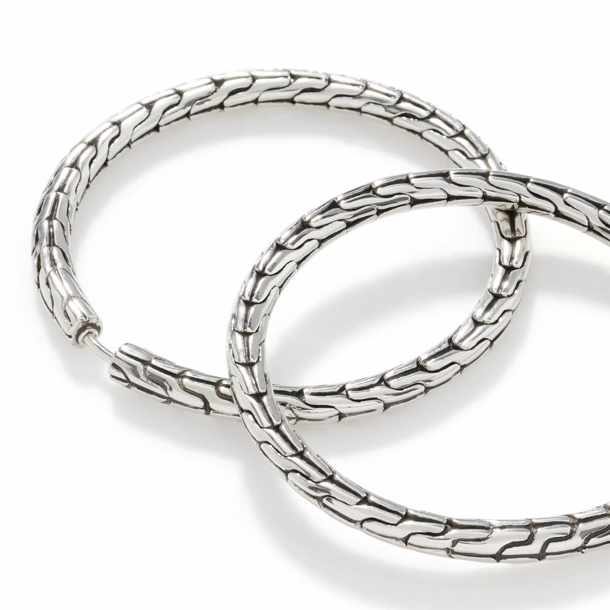 Hoops^John Hardy Carved Chain Hoop Earring, Sterling Silver