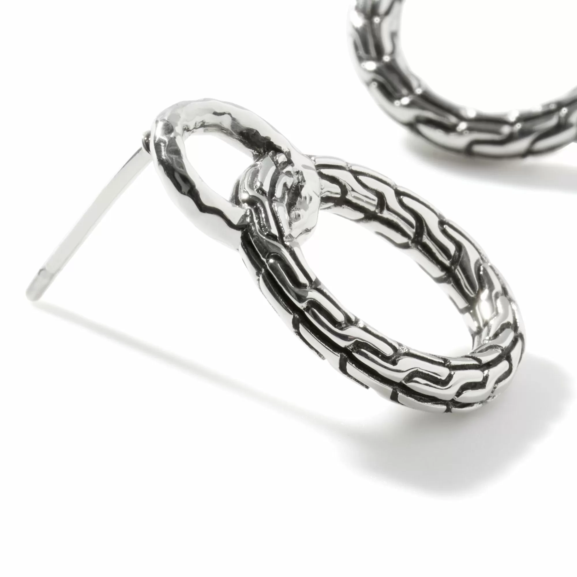 Studs^John Hardy Carved Chain Interlink Stud Earring, Silver