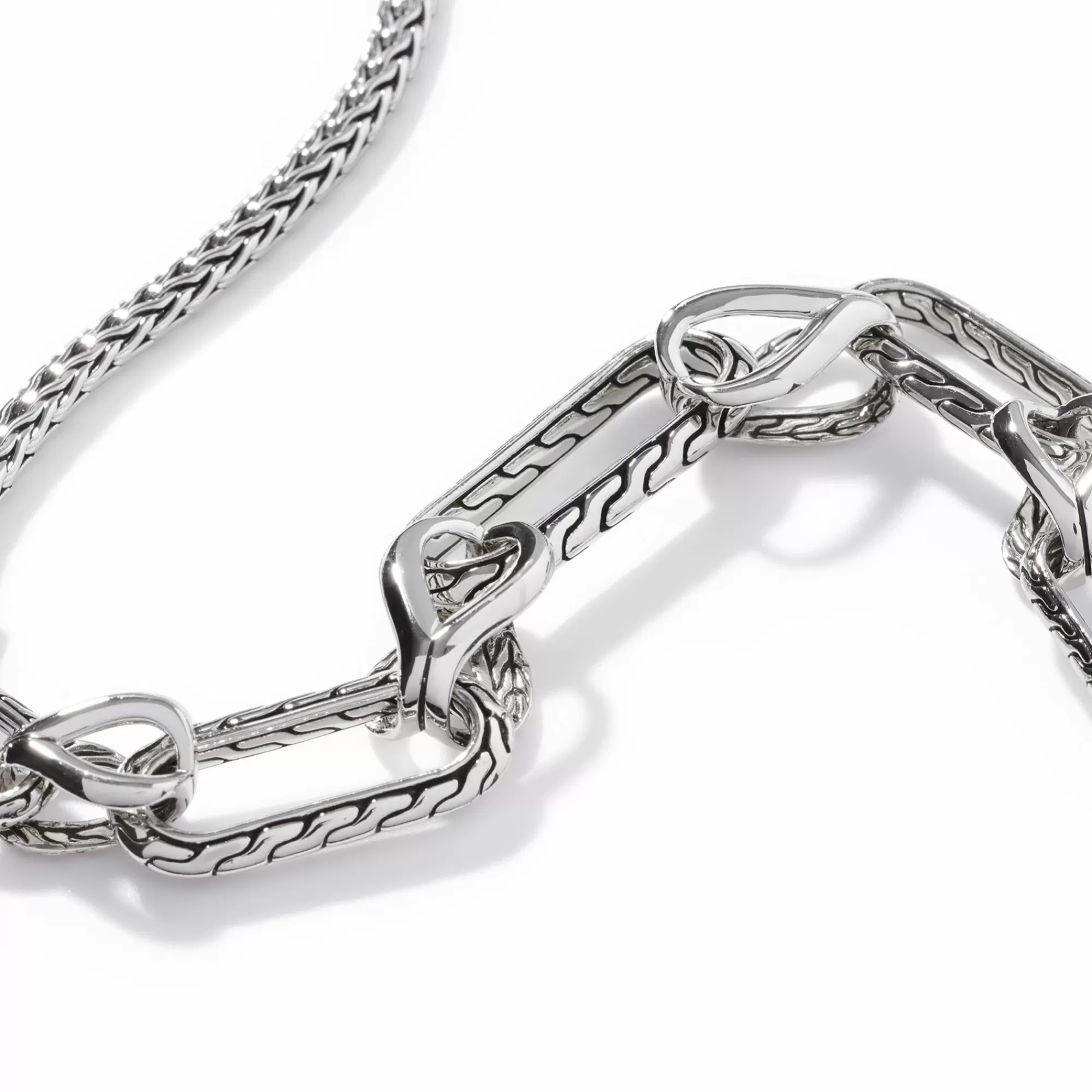 Layering^John Hardy Carved Chain Link Necklace, Sterling Silver