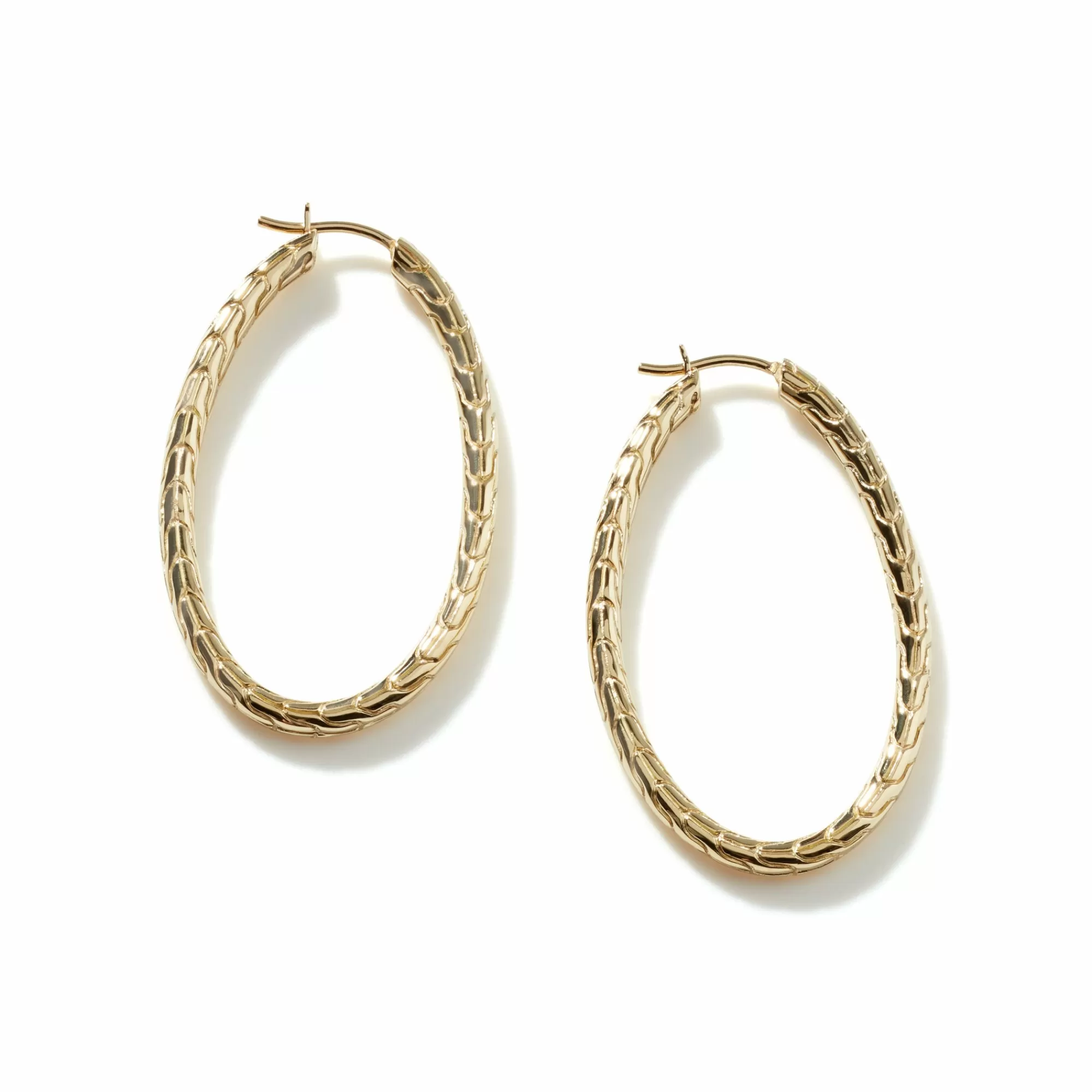 Hoops^John Hardy Carved Chain Oval Hoop Earring, Gold, Large