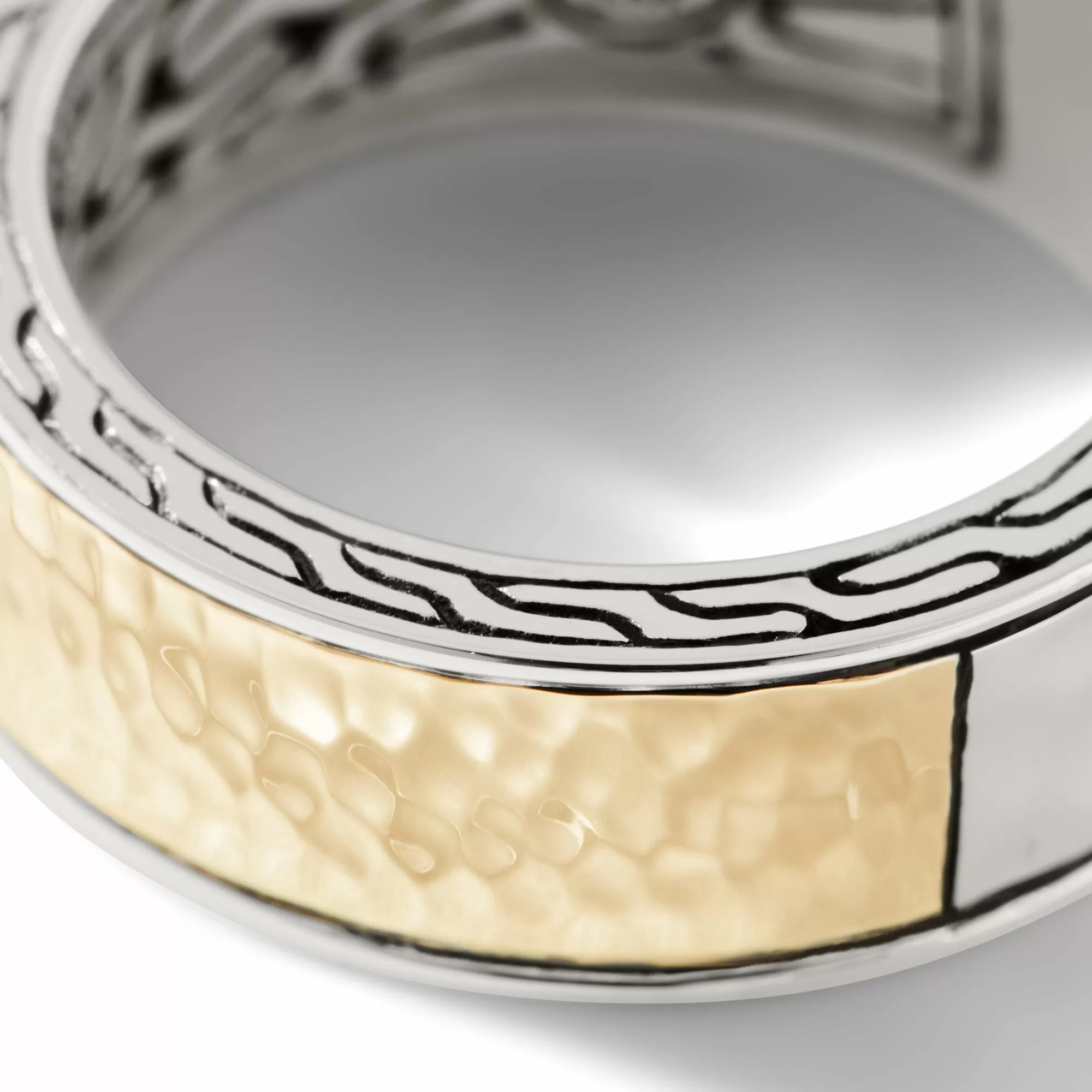 Bands^John Hardy Carved Chain Palu Band Ring, Silver, Gold