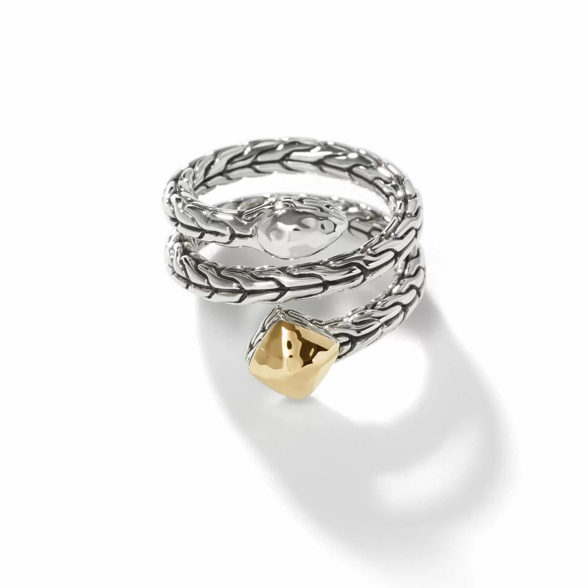 Statement^John Hardy Carved Chain Palu Coil Ring, Silver, Gold