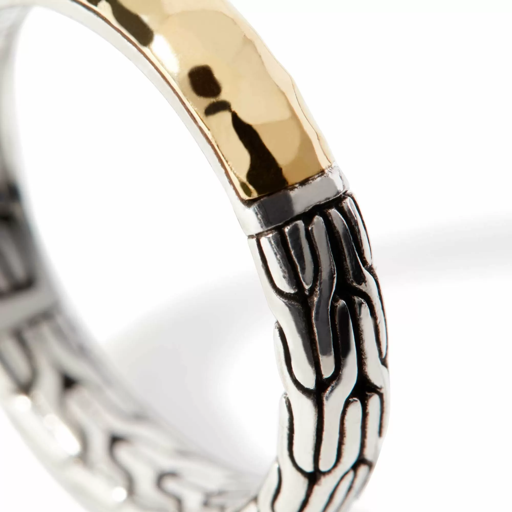 Bands^John Hardy Carved Chain Palu Ring, Silver, Gold, Slim