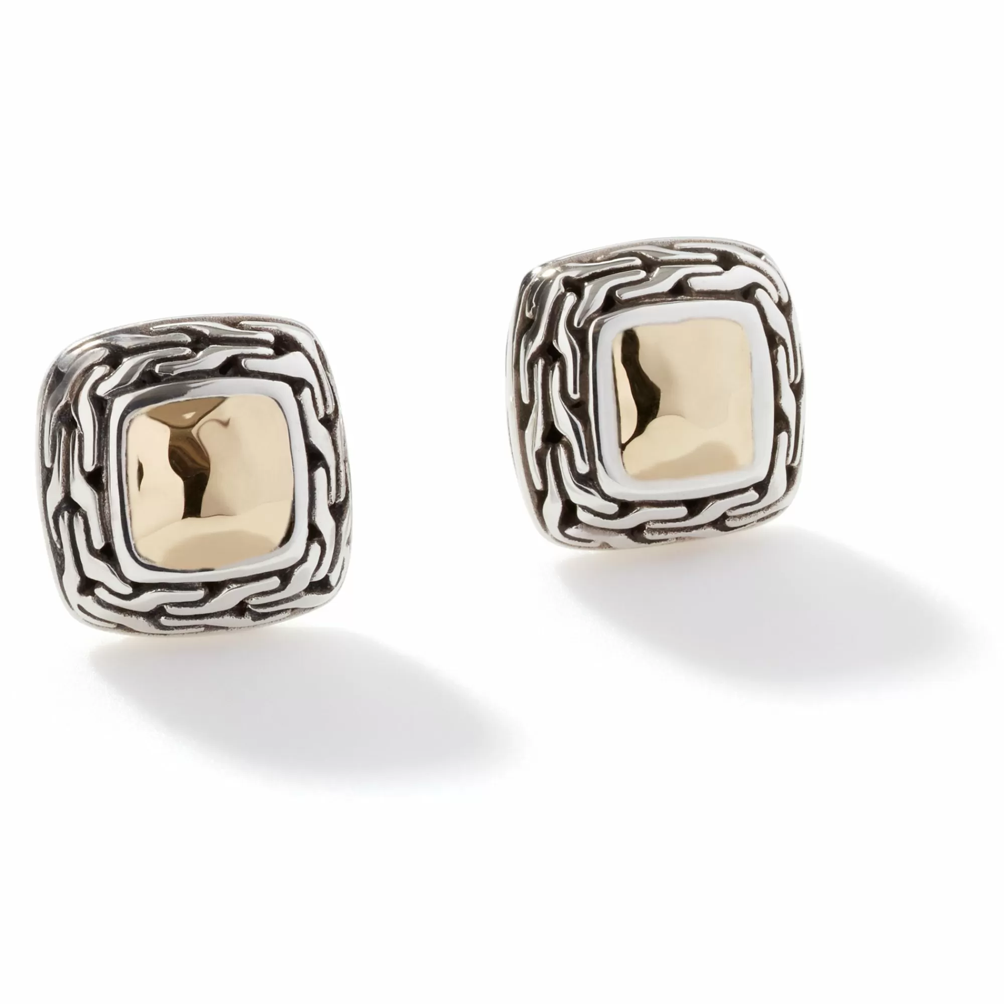 Studs^John Hardy Carved Chain Palu Stud Earring, Silver, Gold