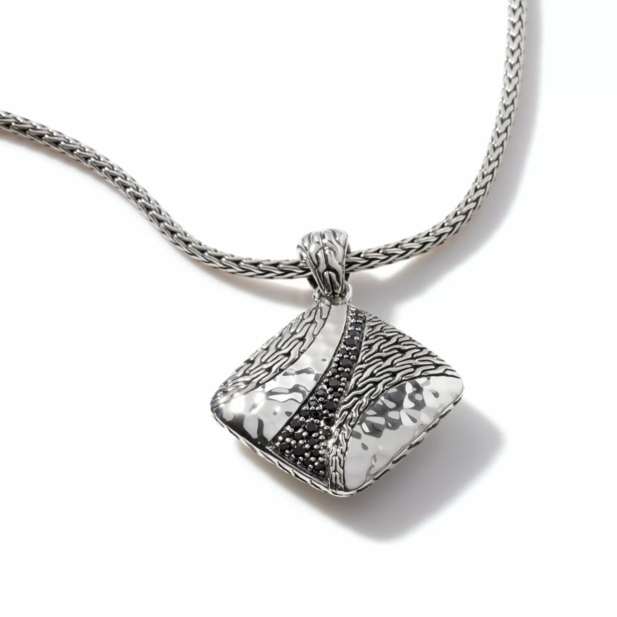 Pendants^John Hardy Carved Chain Pendant Necklace, Silver, Pave