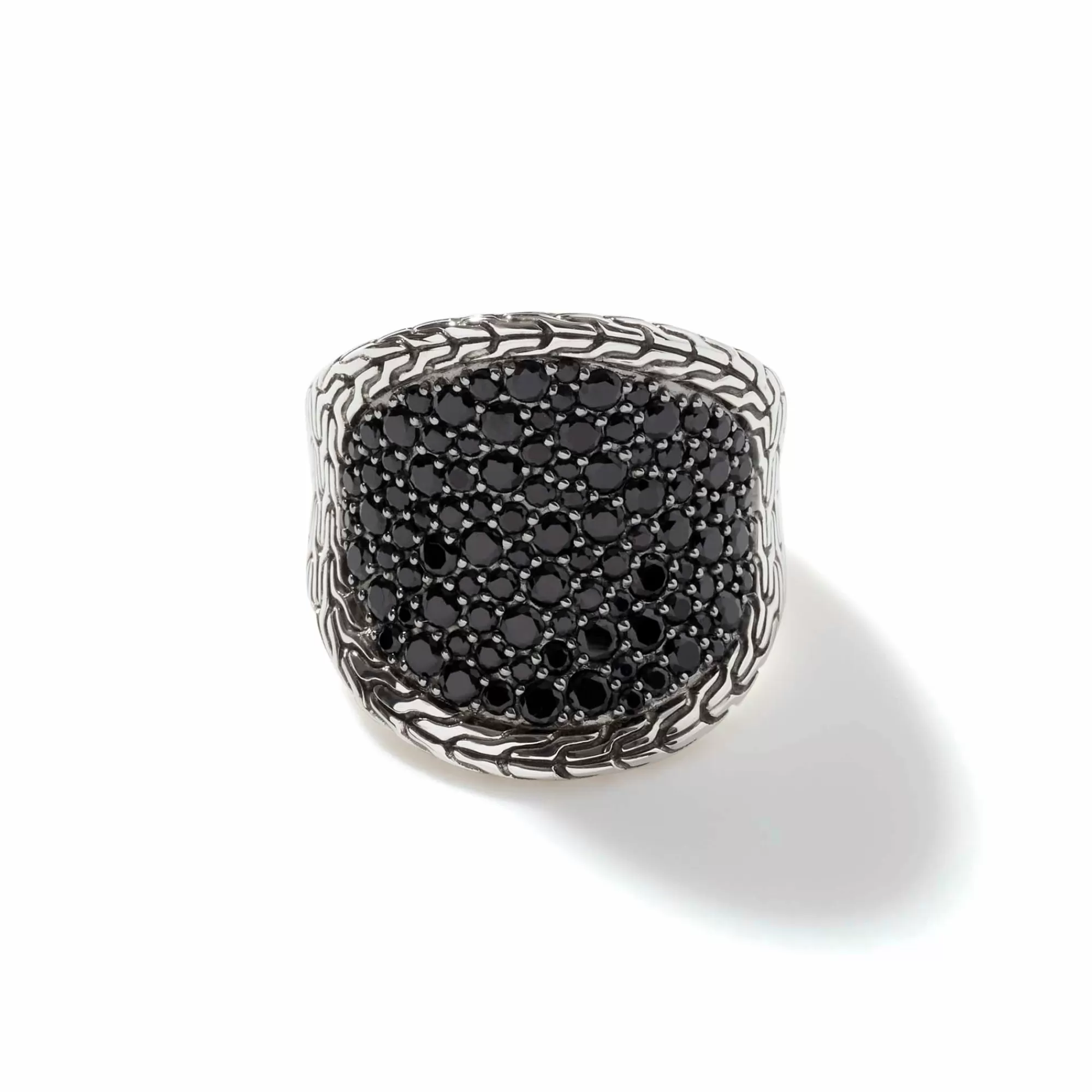 Statement^John Hardy Carved Chain Saddle Ring, Silver, Pave