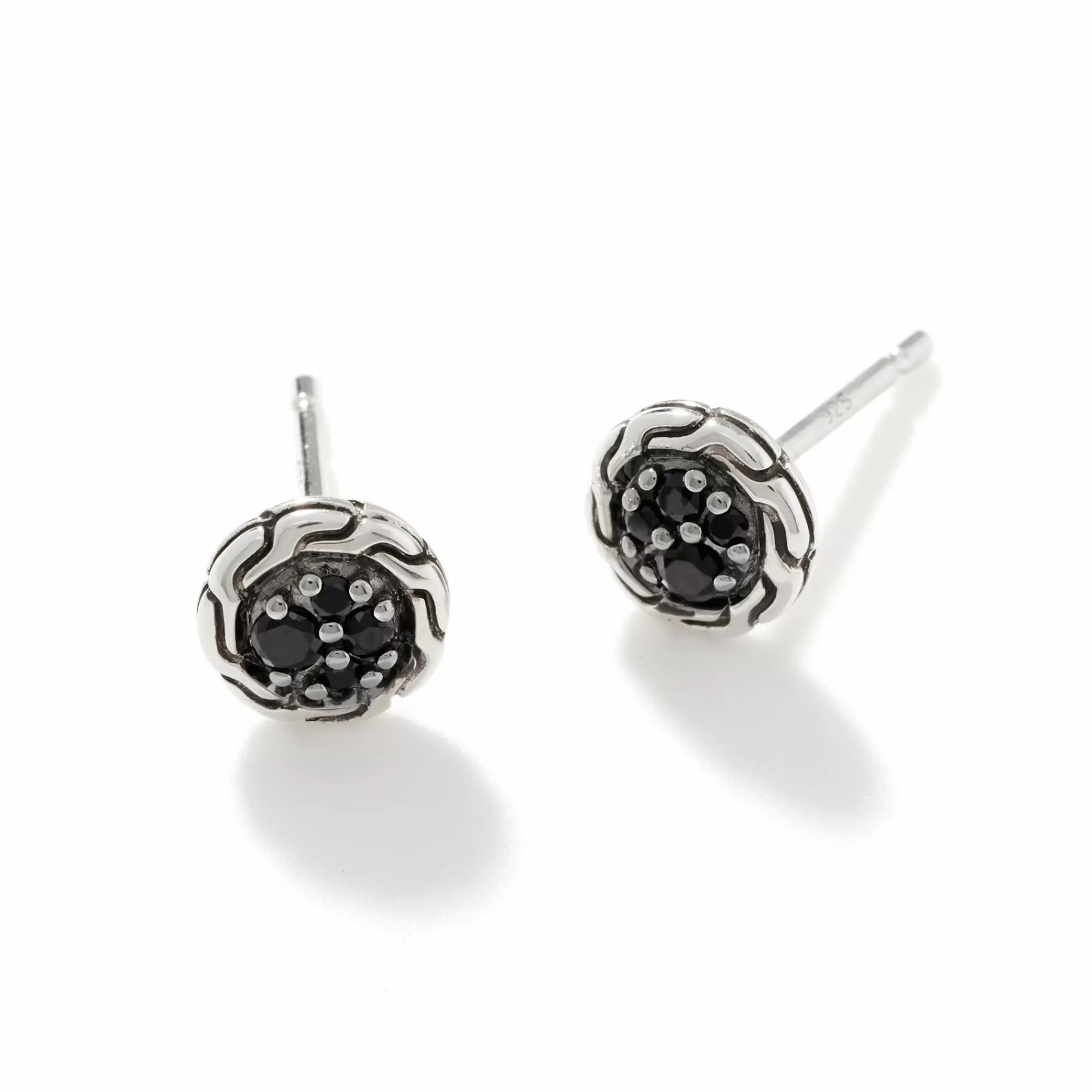 Studs^John Hardy Carved Chain Stud Earring, Silver, Pave