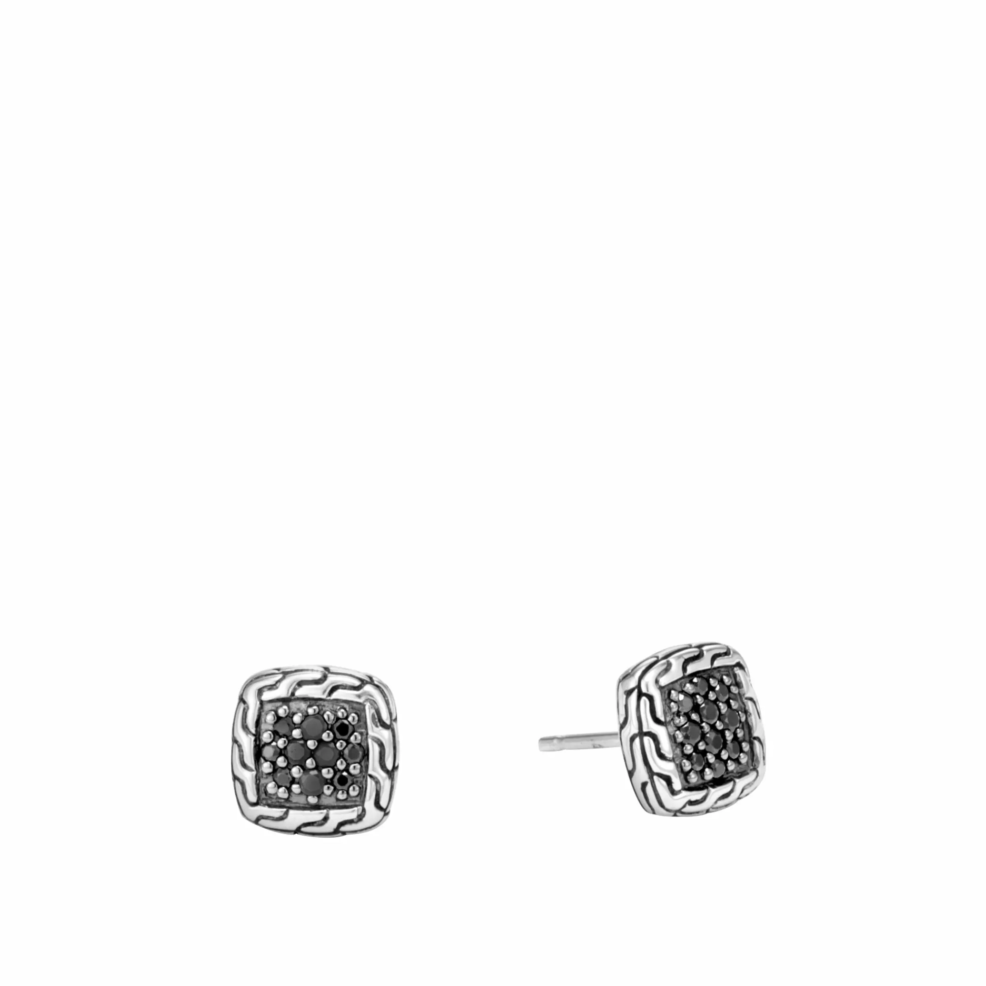 Studs^John Hardy Carved Chain Stud Earring, Silver, Pave