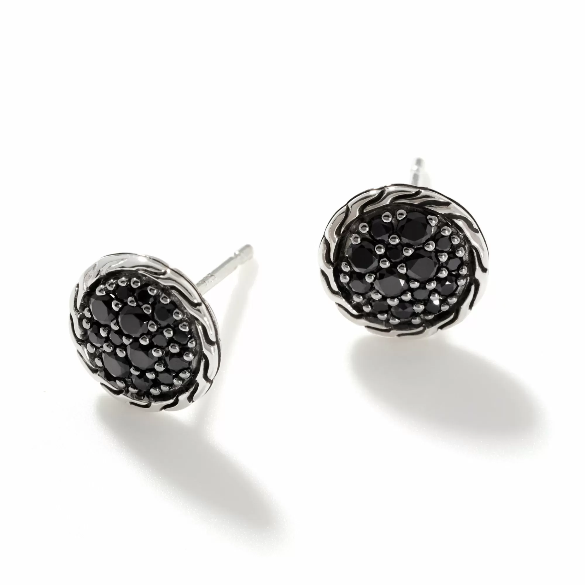 Studs^John Hardy Carved Chain Stud Earring, Silver, Pave