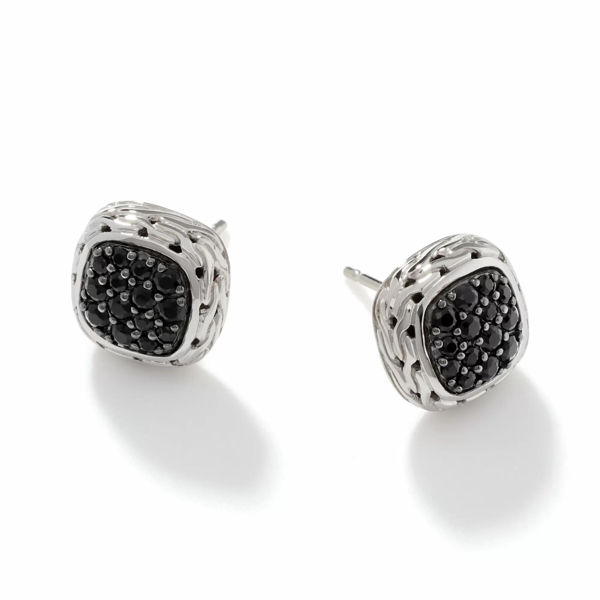 Studs^John Hardy Carved Chain Stud Earring, Silver, Pave