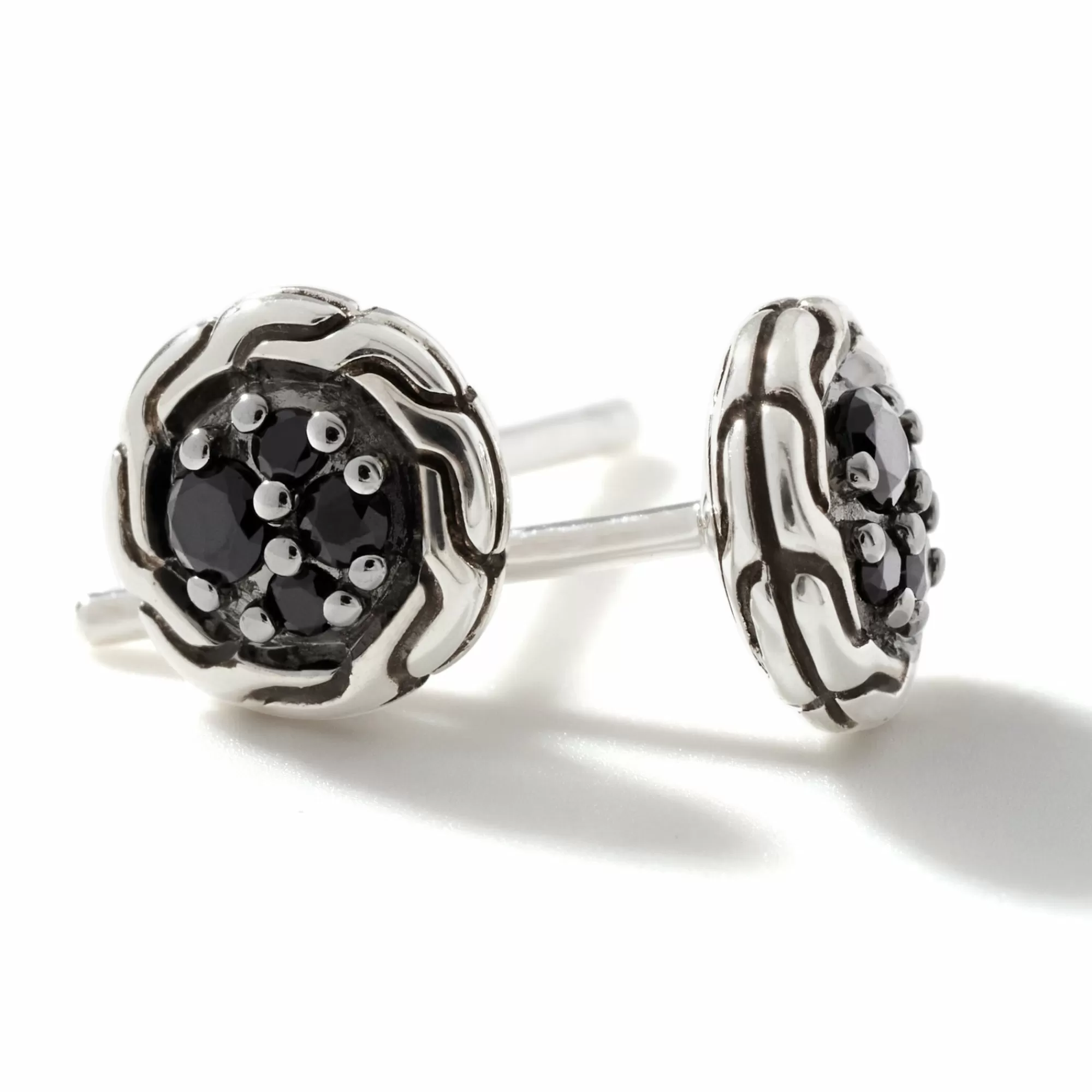 Studs^John Hardy Carved Chain Stud Earring, Silver, Pave