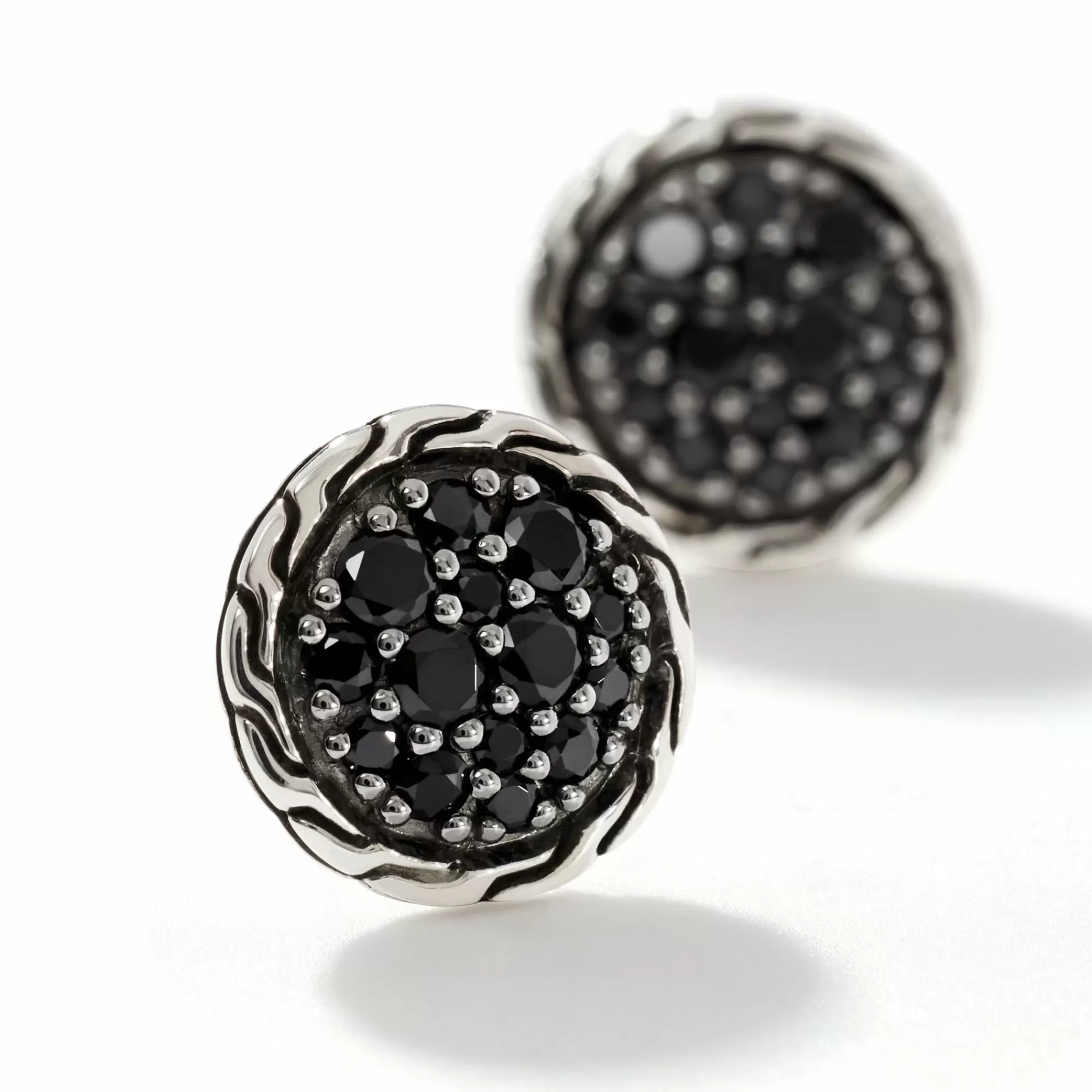 Studs^John Hardy Carved Chain Stud Earring, Silver, Pave