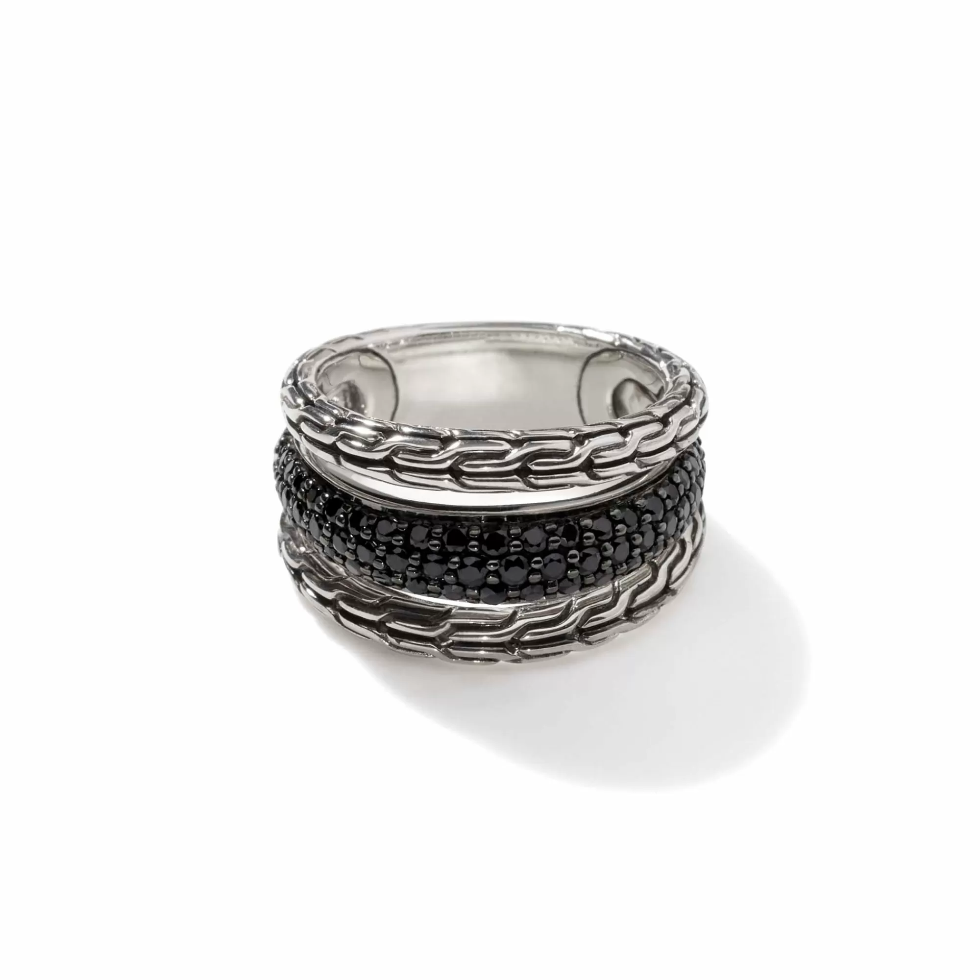 Bands^John Hardy Carved Multiband Ring, Silver, Pave