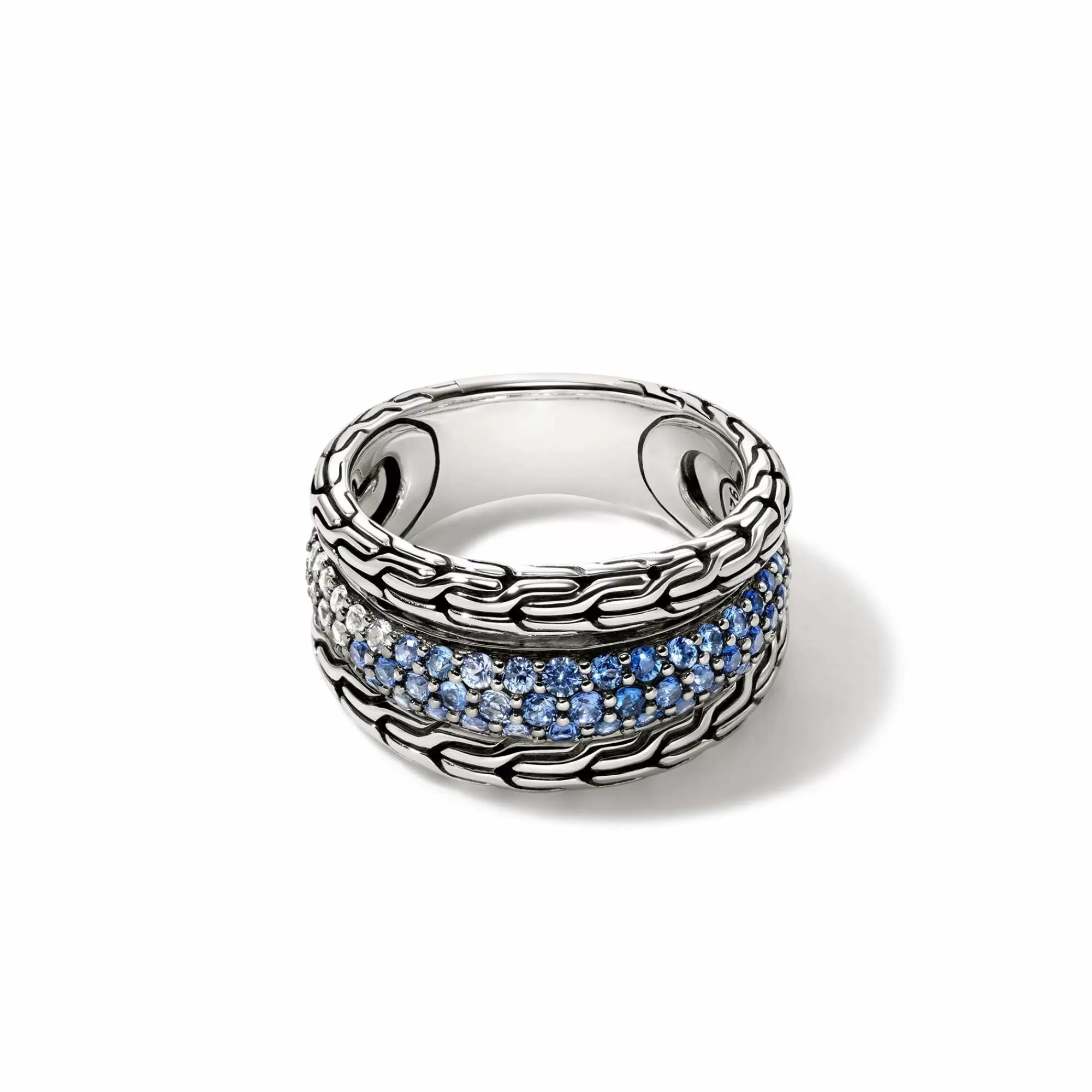 Bands^John Hardy Carved Multiband Ring, Silver, Pave