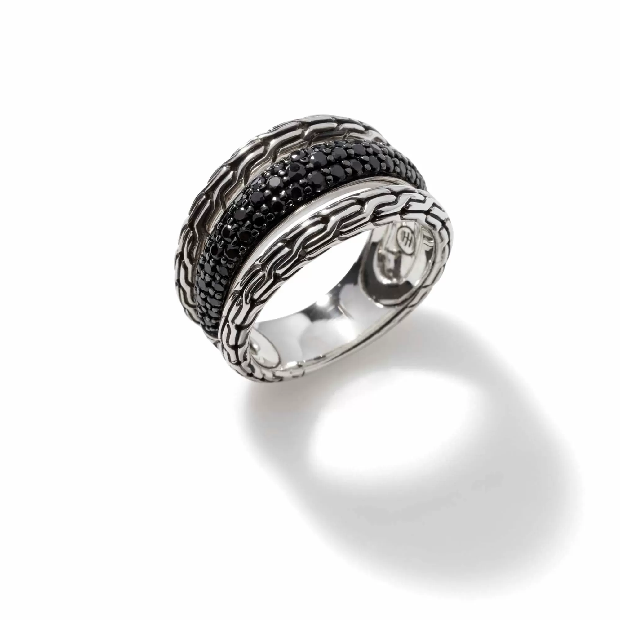 Bands^John Hardy Carved Multiband Ring, Silver, Pave