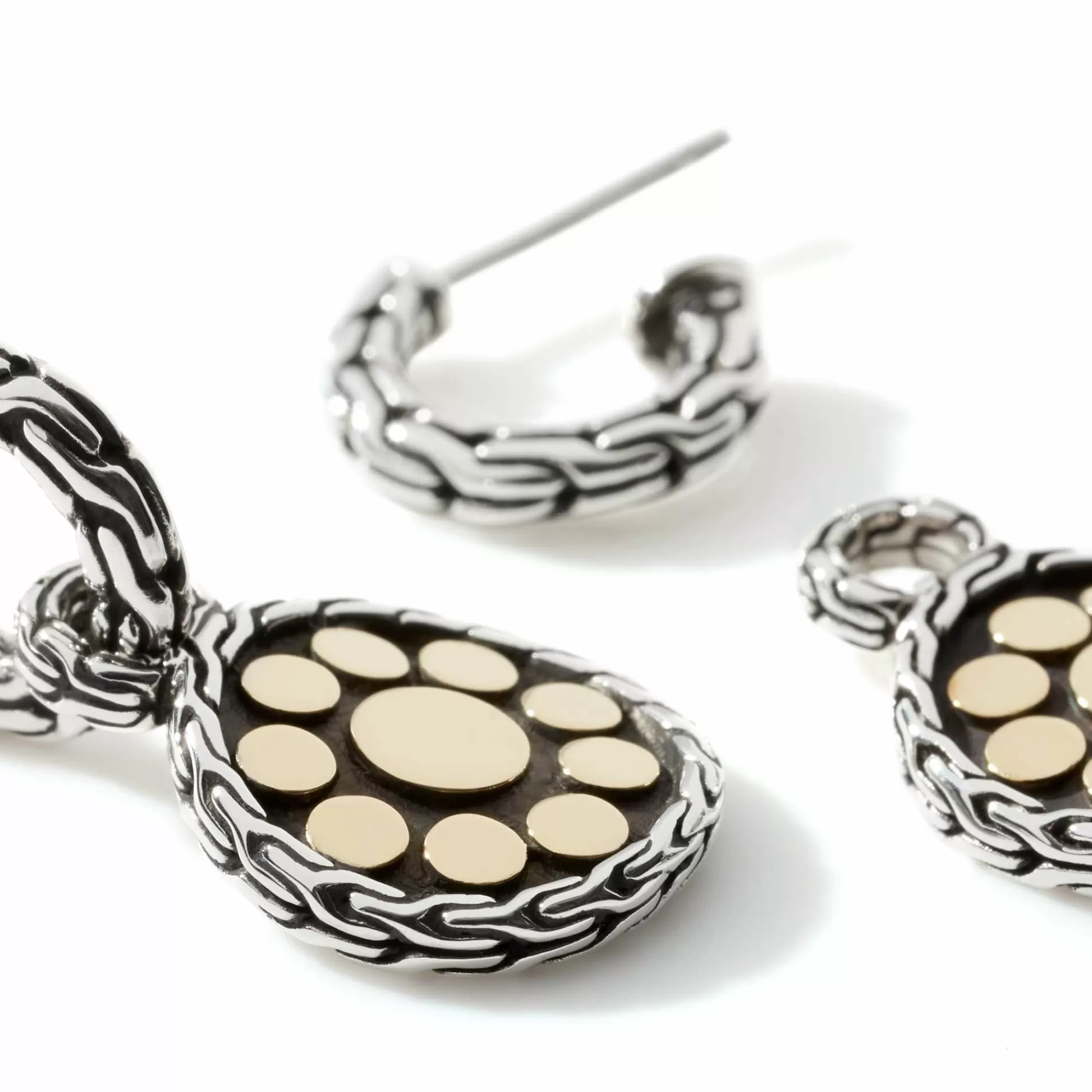 Statement^John Hardy Dot Drop Earring, Gold, Sterling Silver