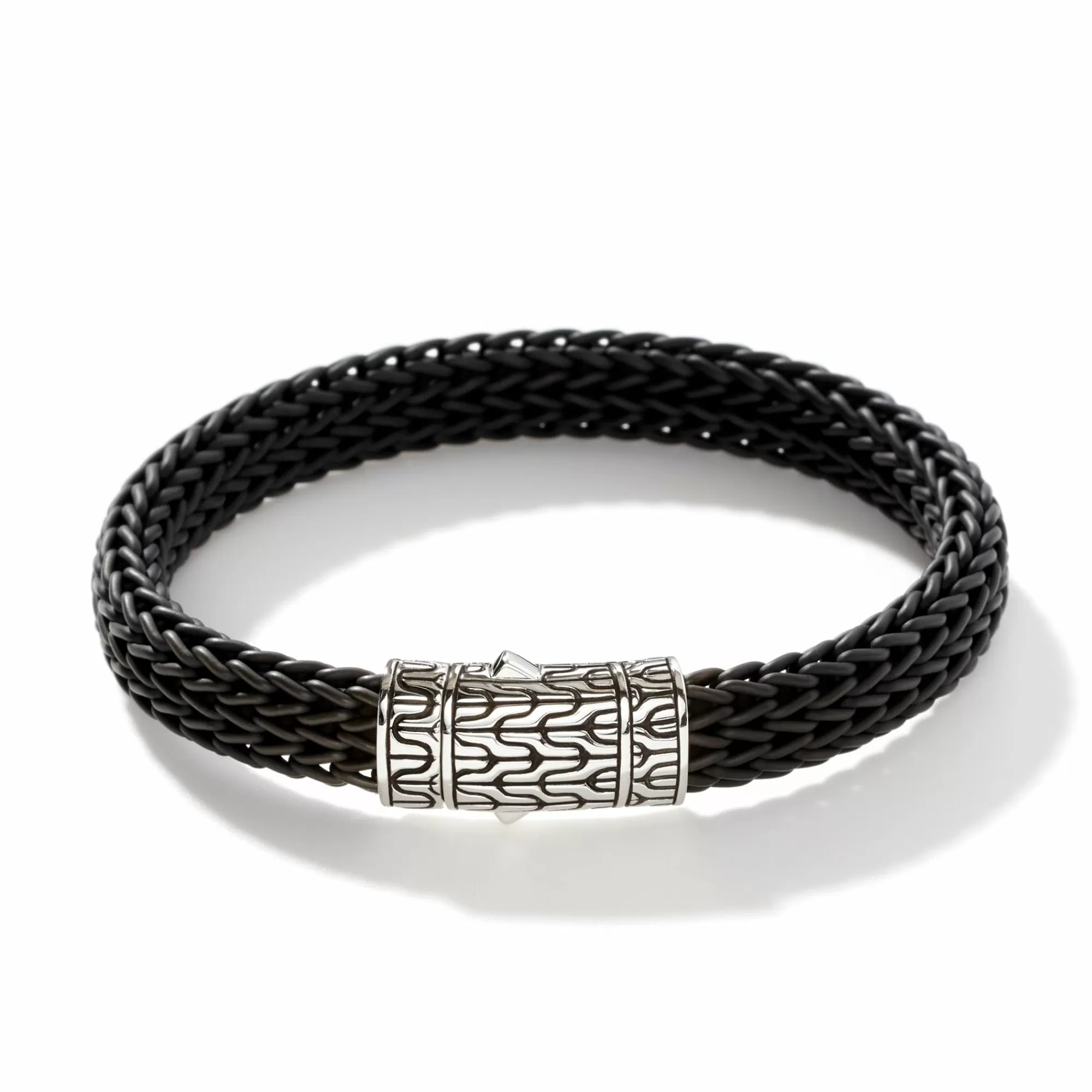 Leather, Cord & Rubber^John Hardy Icon Bracelet In Rubber, Silver, 10.5Mm