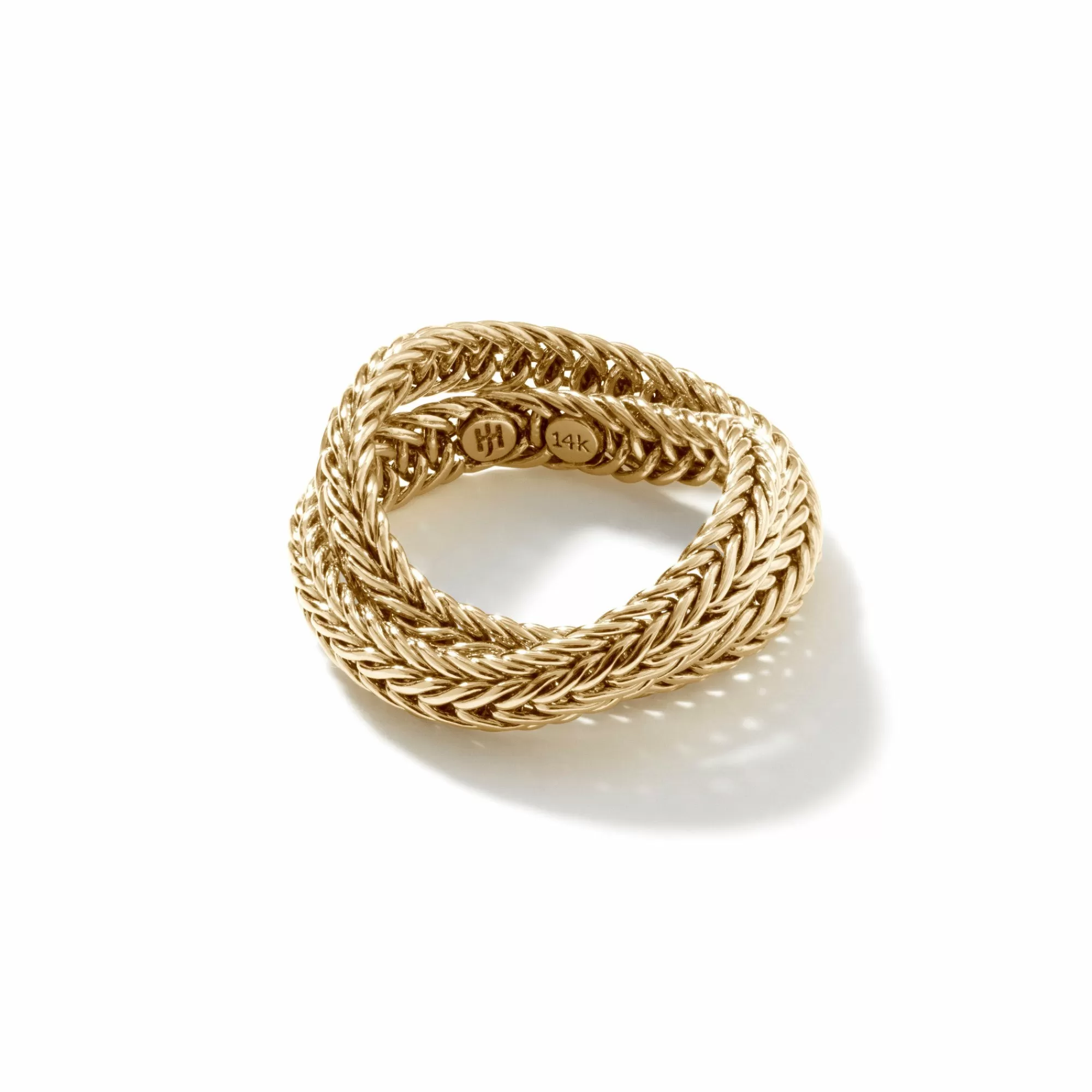 Soft^John Hardy Kami Chain Crossover Ring, Gold, 4.5Mm