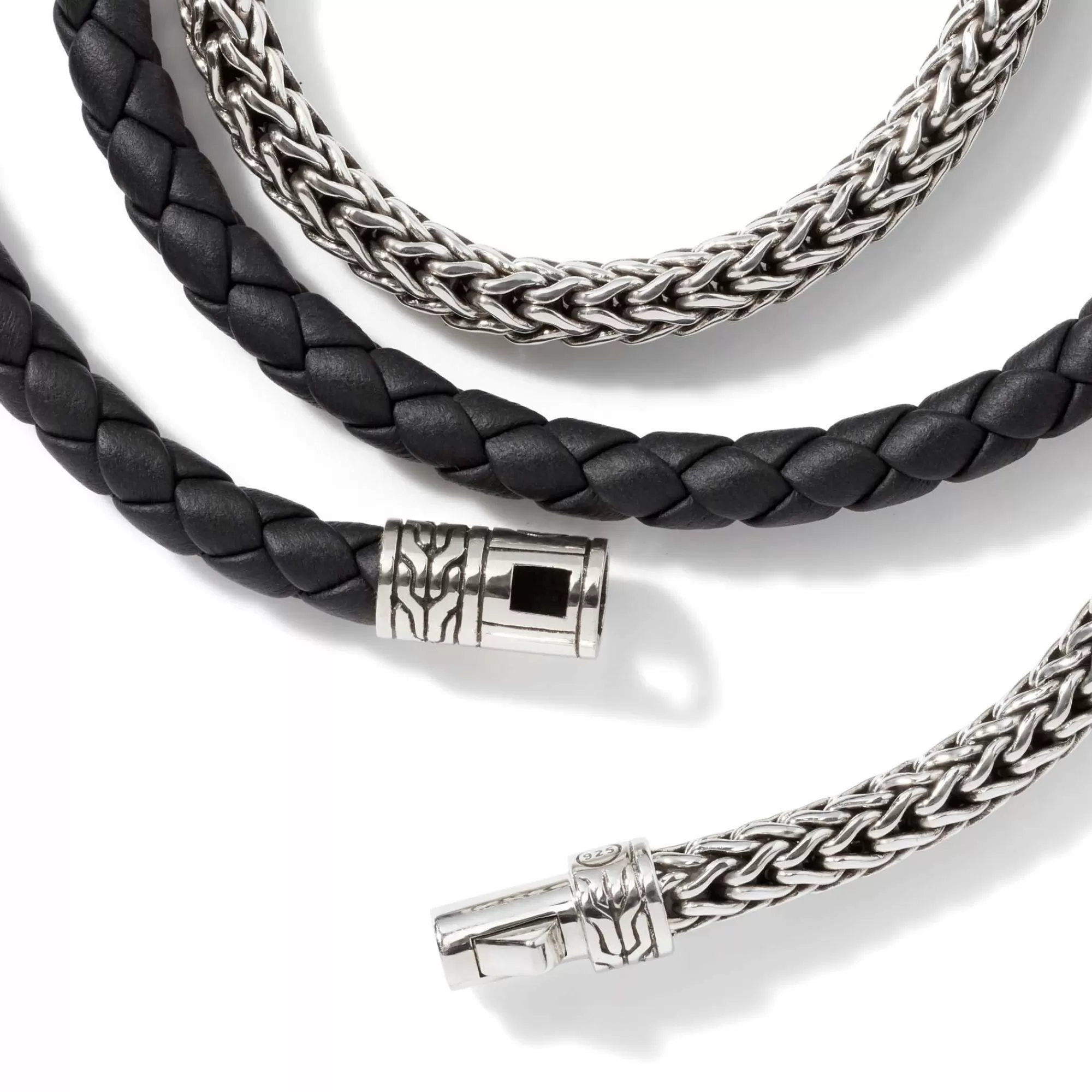 Leather, Cord & Rubber^John Hardy Leather Chain Triple Wrap, Sterling Silver