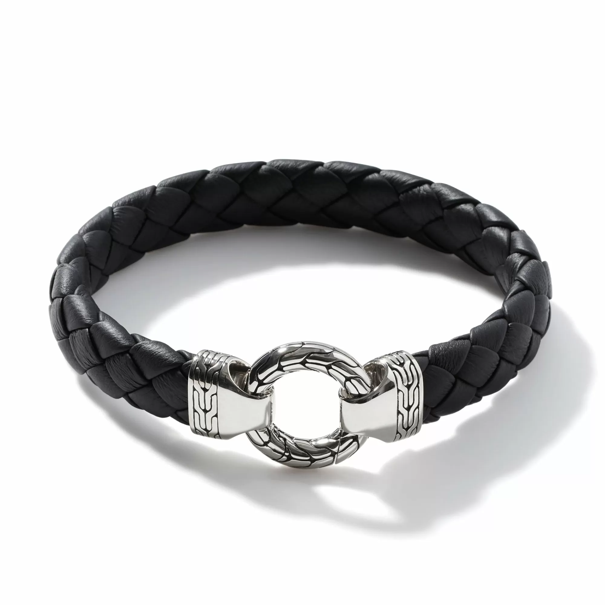 Leather, Cord & Rubber^John Hardy Leather Keyring Bracelet, Sterling Silver