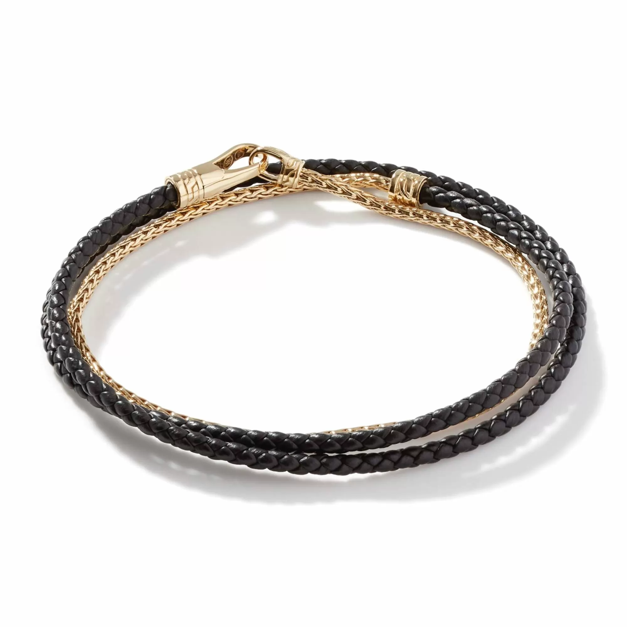 Leather, Cord & Rubber^John Hardy Leather Triple Wrap, Gold