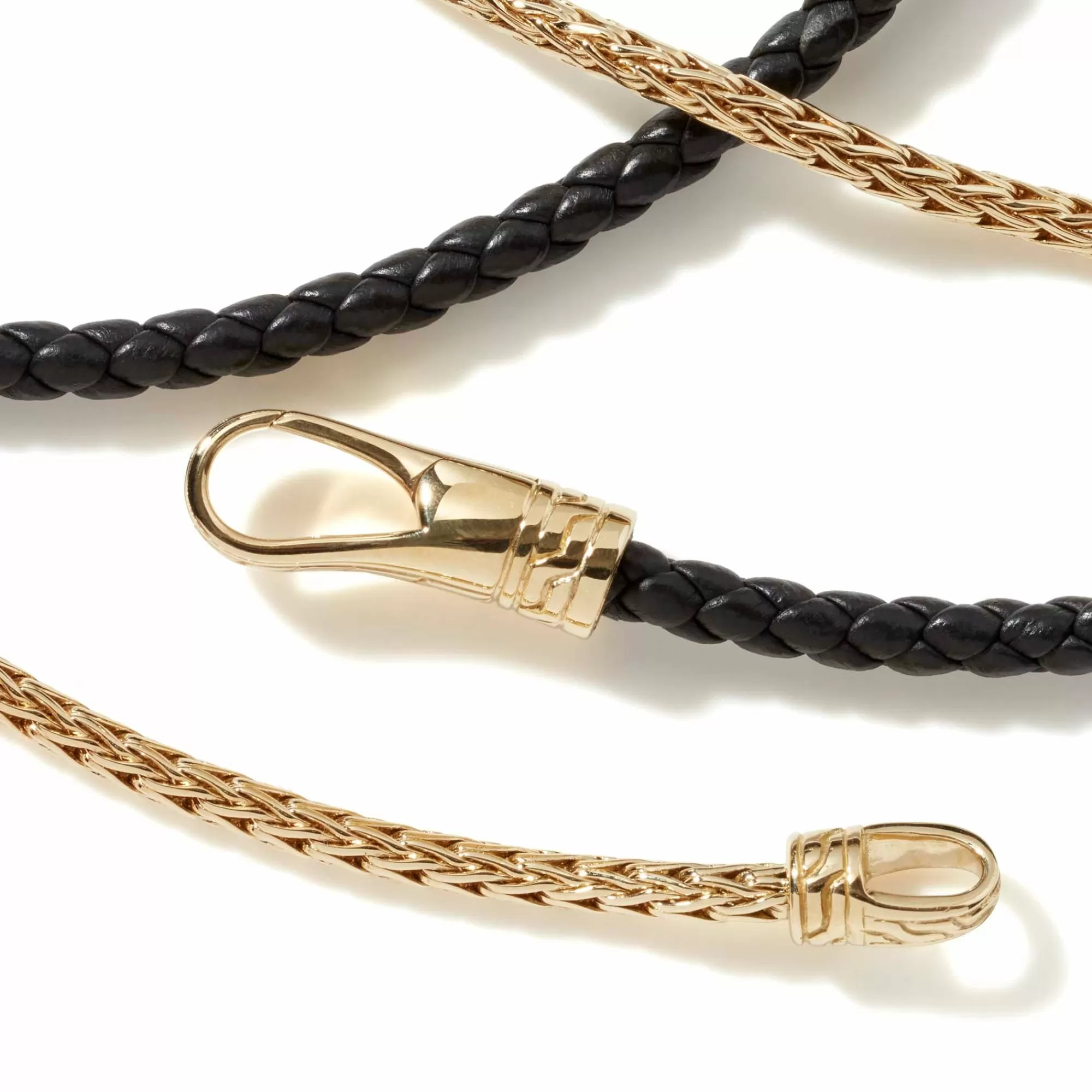 Leather, Cord & Rubber^John Hardy Leather Triple Wrap, Gold