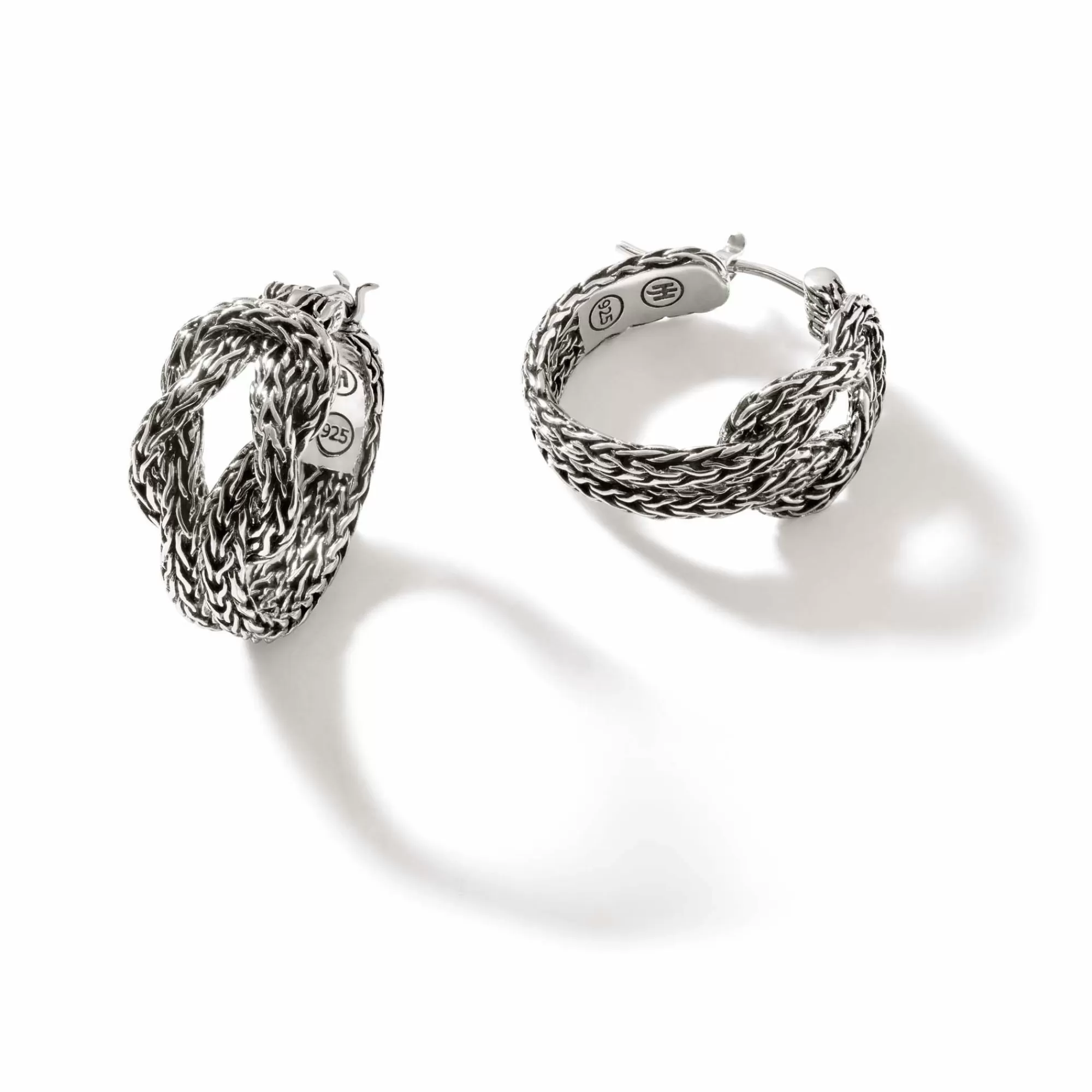 Statement^John Hardy Love Knot Hoop Earring, Sterling Silver