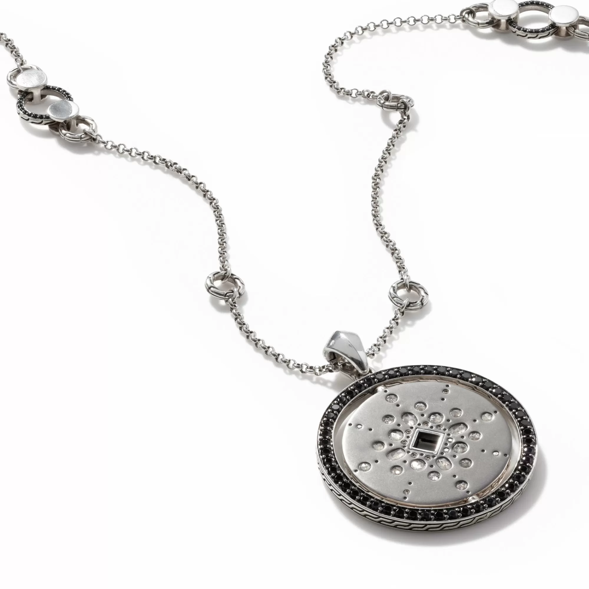 Pendants^John Hardy Moon Door Necklace, Dark Silver, Diamonds