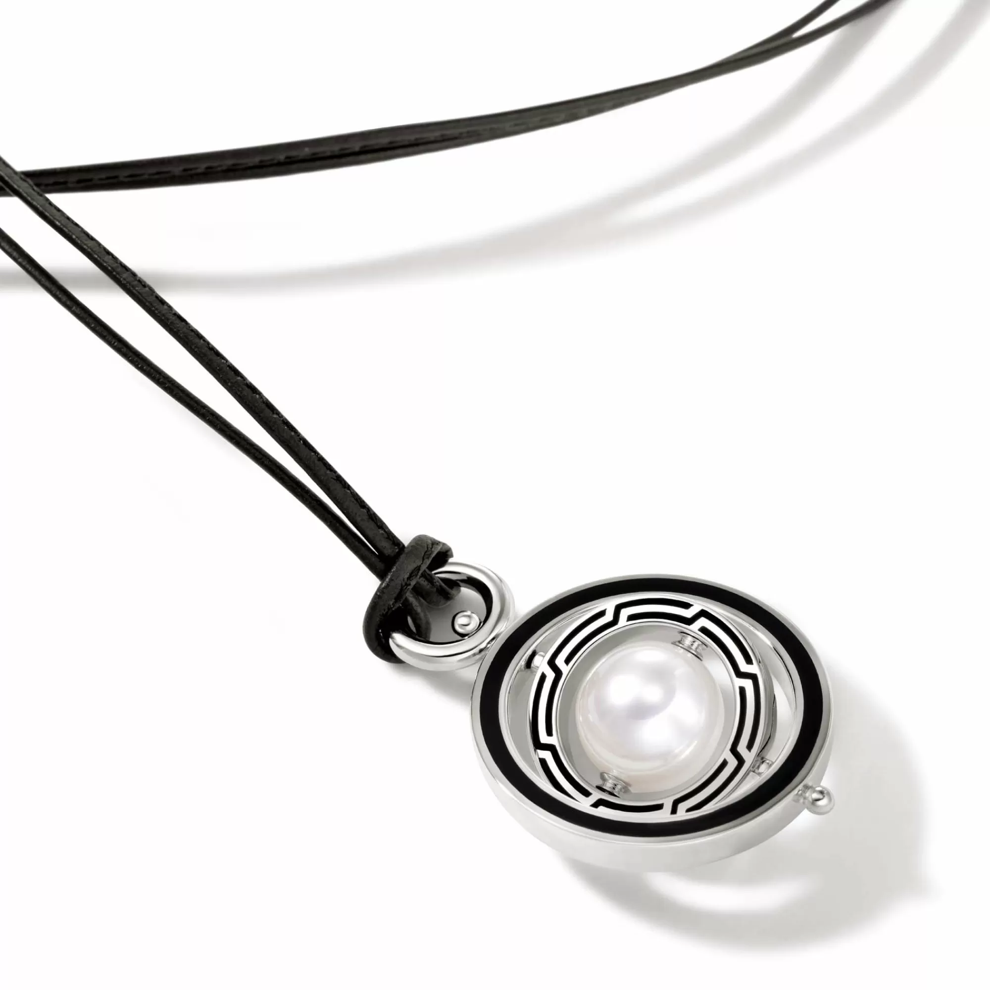 Pendants^John Hardy Moon Door Necklace, Silver, Leather, Pearl