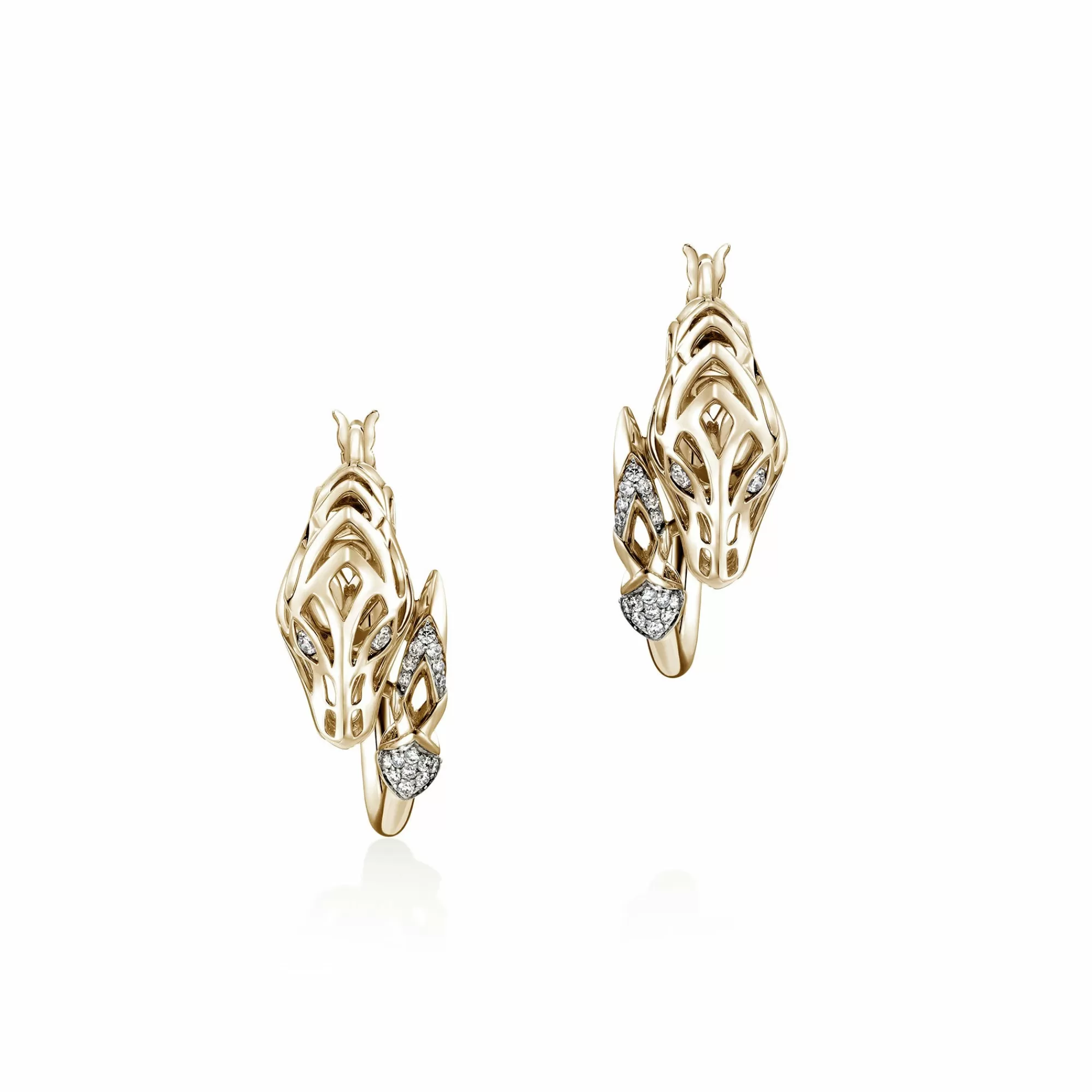 Hoops^John Hardy Naga Hoop Earring, Gold, Diamonds