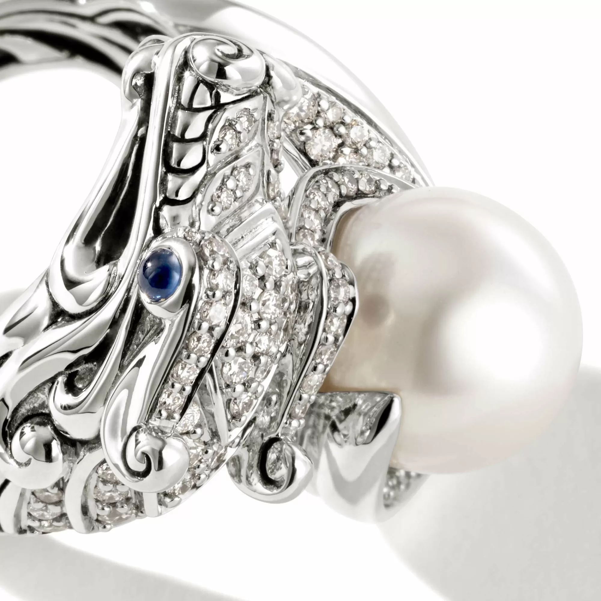 Statement^John Hardy Naga Ring, Sterling Silver, Diamonds, Pearl