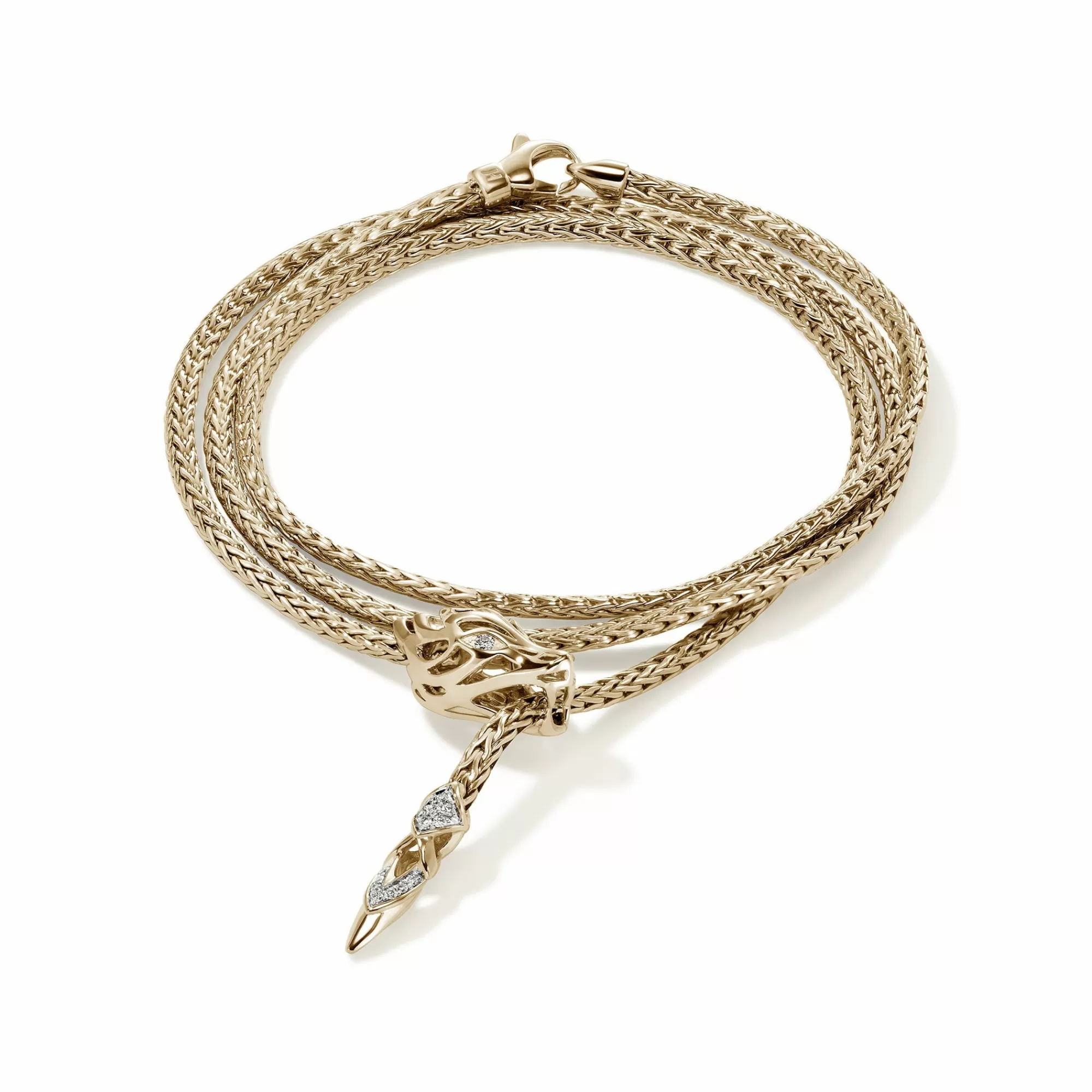 Chains^John Hardy Naga Wrap, Gold, Diamonds, 2.5Mm