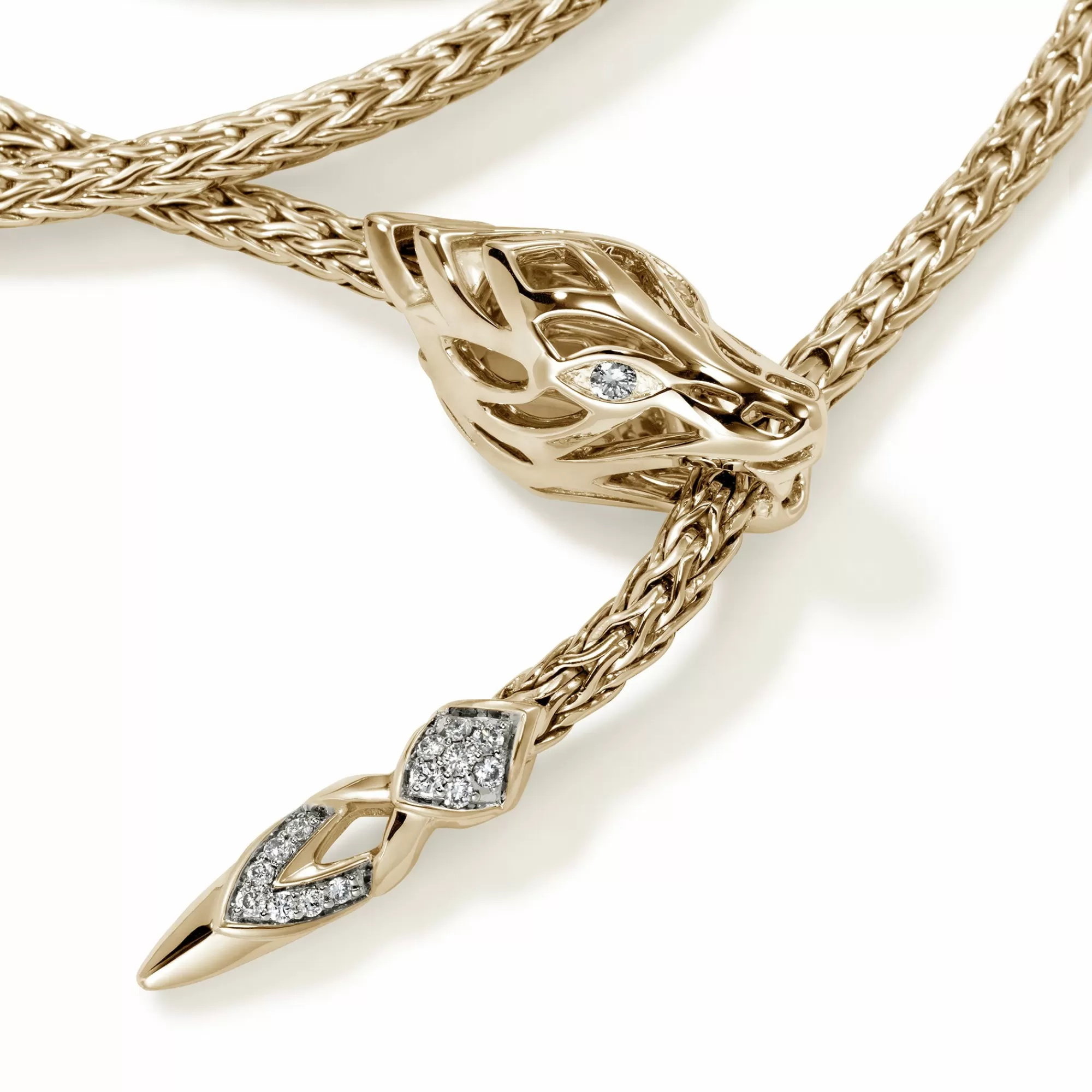 Chains^John Hardy Naga Wrap, Gold, Diamonds, 2.5Mm