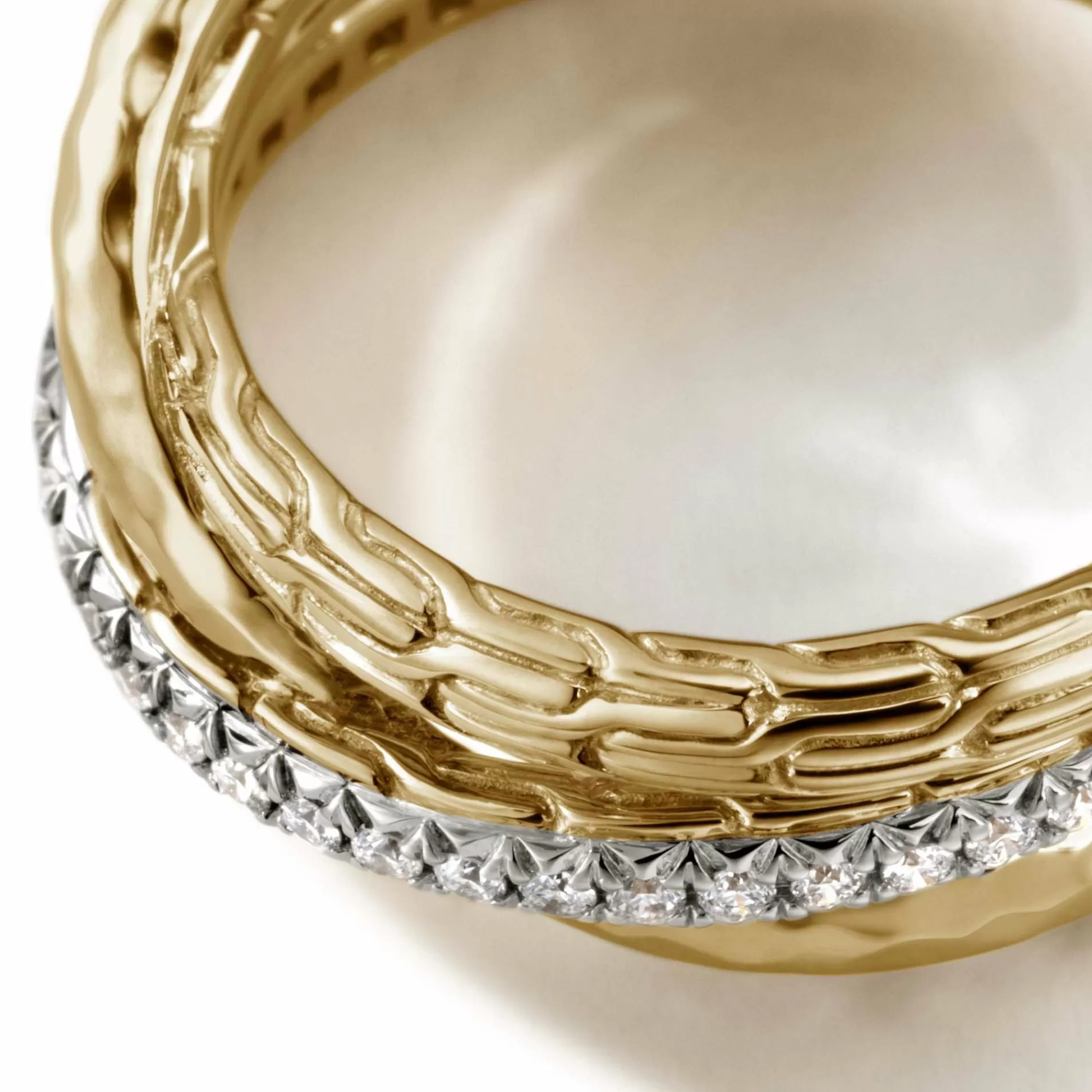 Bands^John Hardy Palu Crossover Ring, Gold, Diamonds