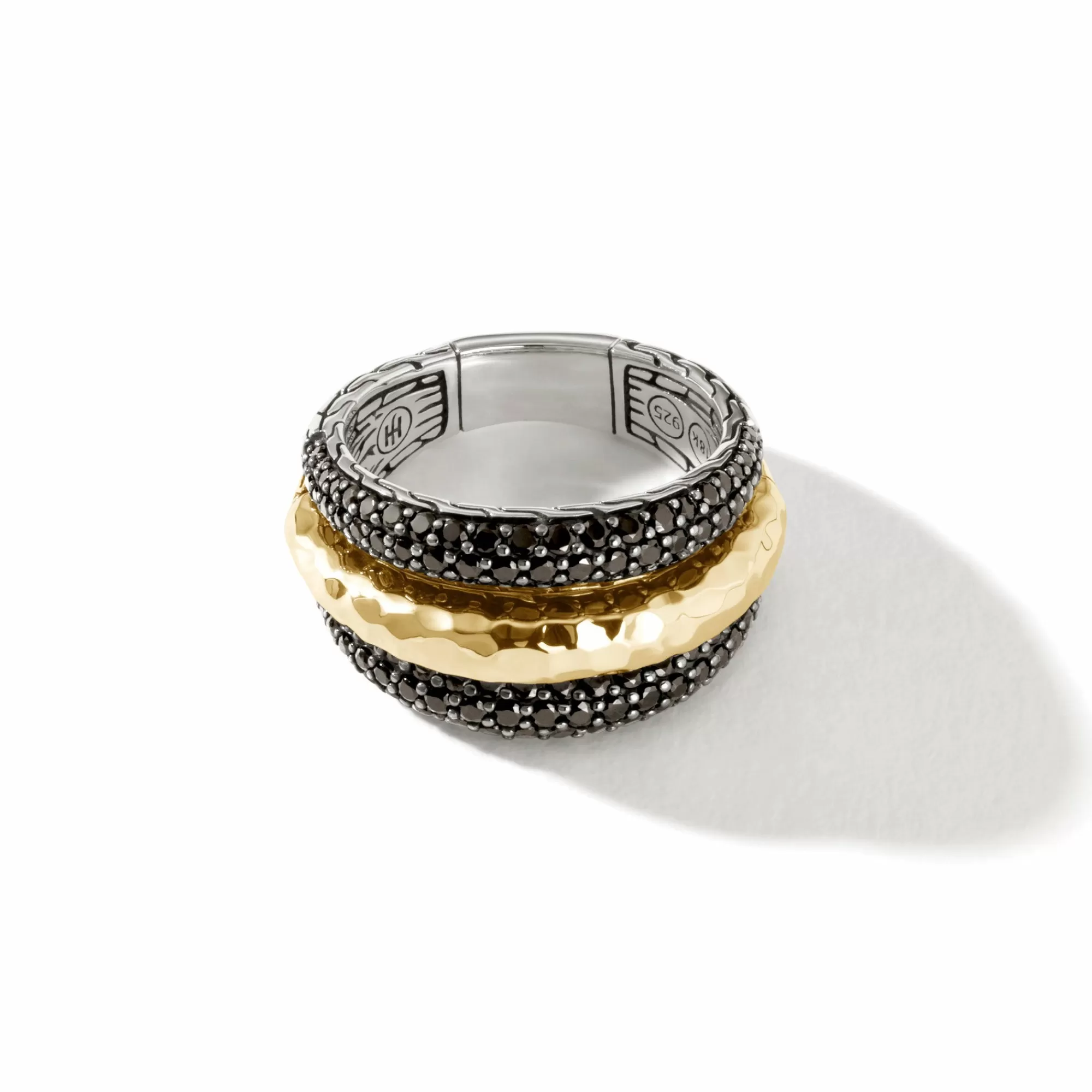 Bands^John Hardy Palu Dome Ring, Silver, Gold, Pave