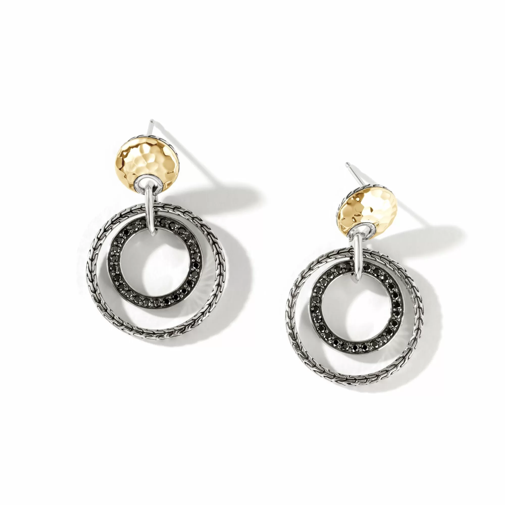 Statement^John Hardy Palu Drop Earring, Silver, Gold, Pave