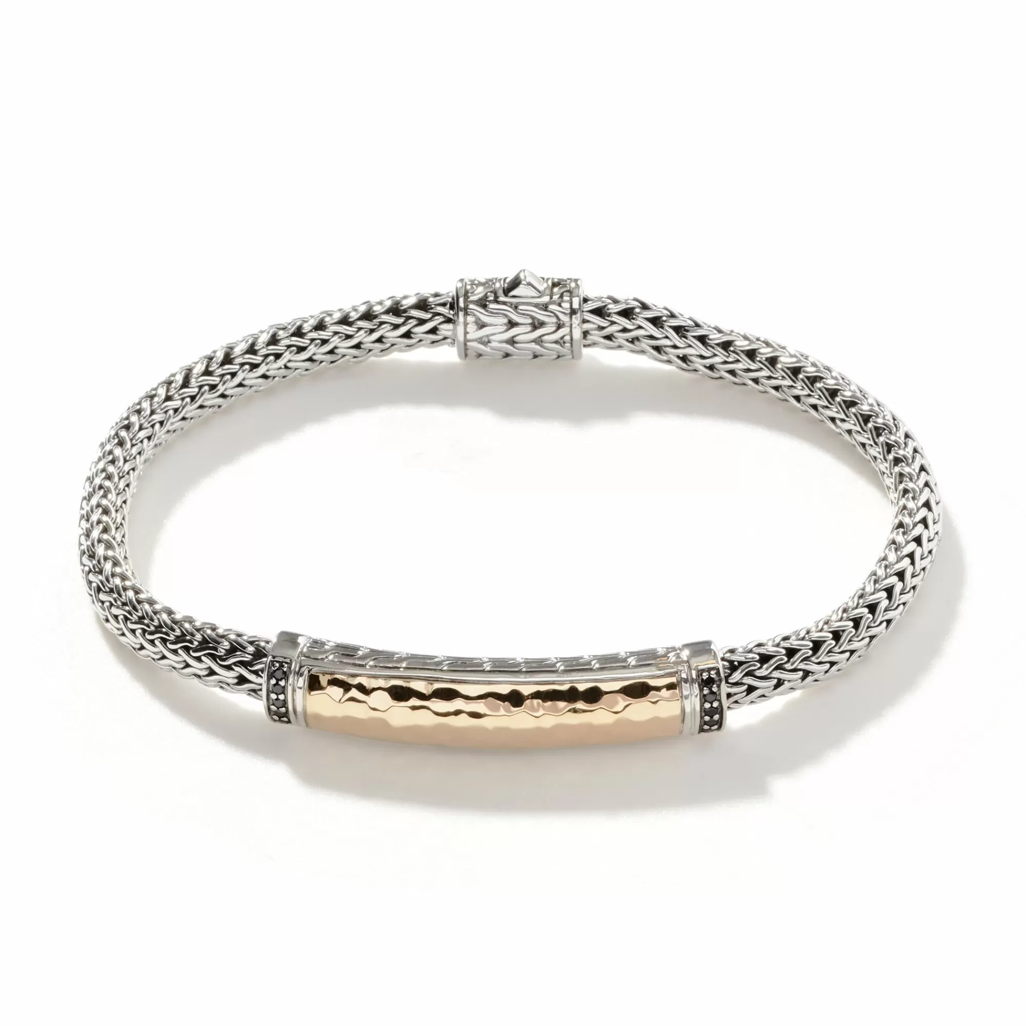 Chains^John Hardy Palu Id Bracelet, Silver, Gold, Pave, 5Mm