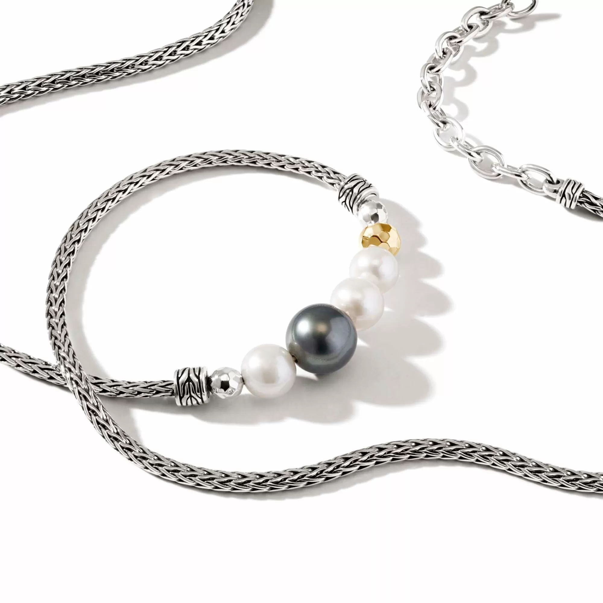 Layering^John Hardy Pearl Chain Necklace, Sterling Silver, Gold