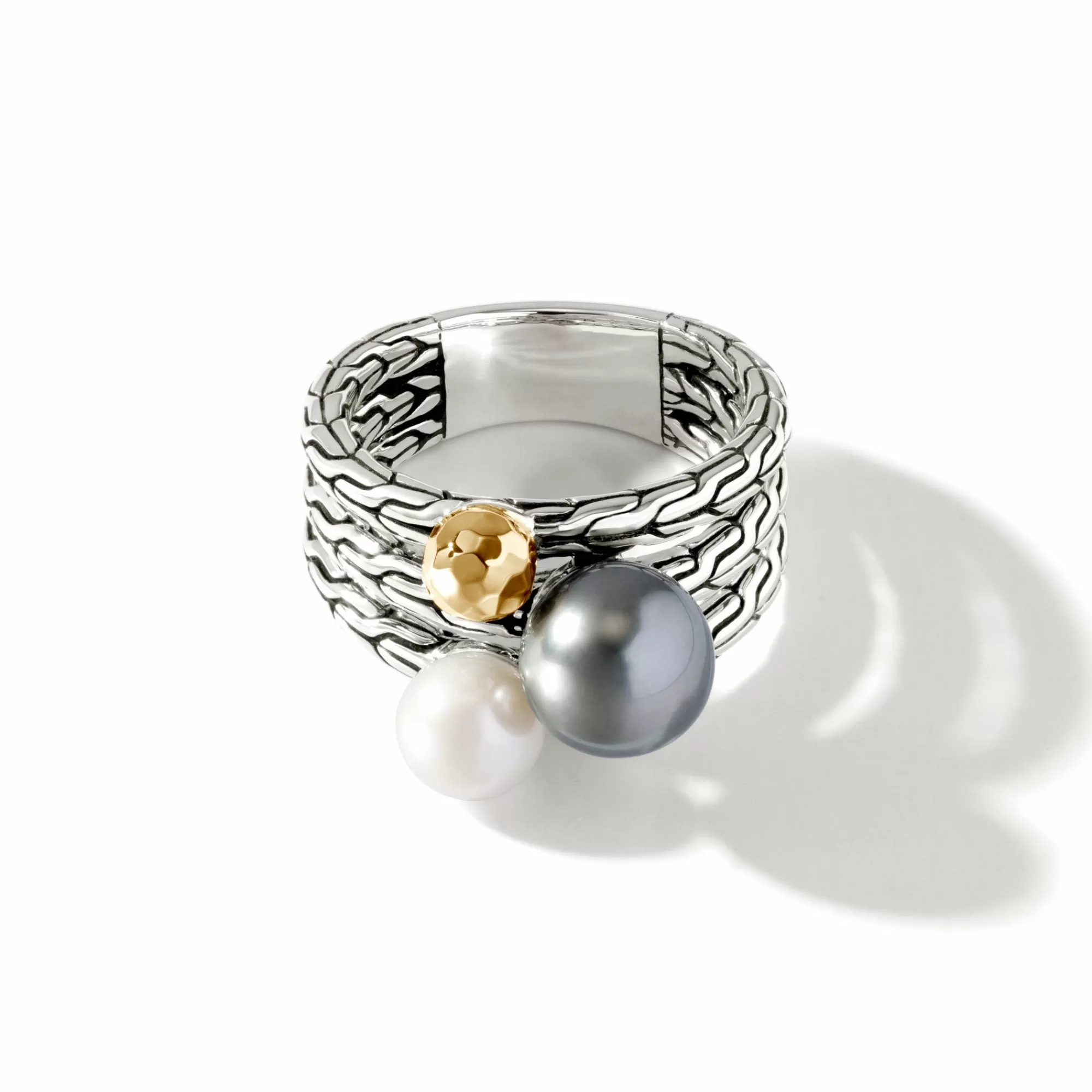 Statement^John Hardy Pearl Multi Row Ring, Sterling Silver, Gold