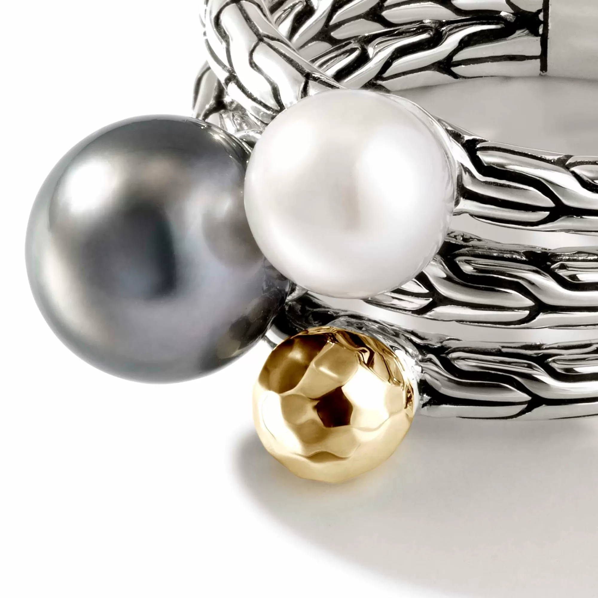 Statement^John Hardy Pearl Multi Row Ring, Sterling Silver, Gold