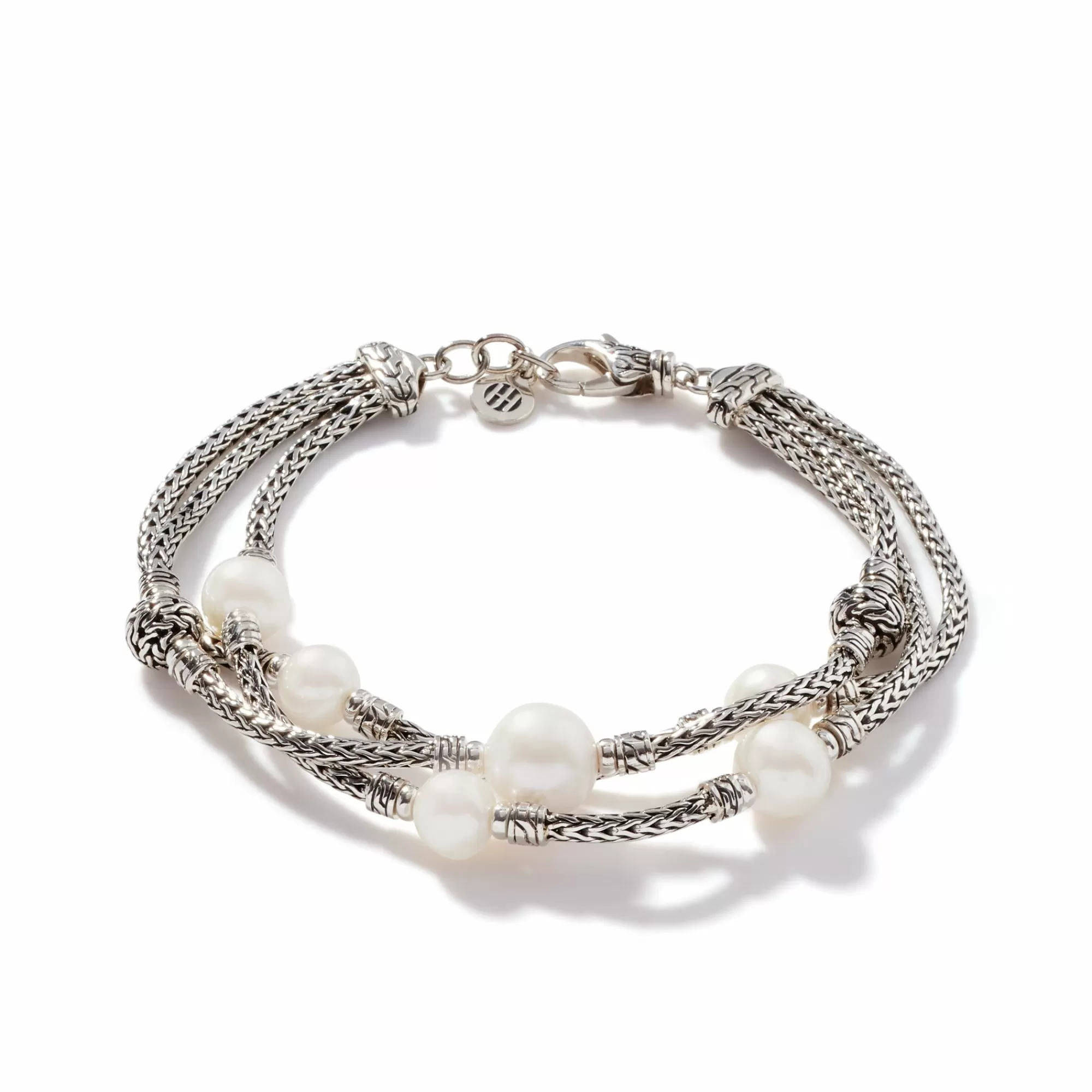 Chains^John Hardy Pearl Triple Row Bracelet, Sterling Silver