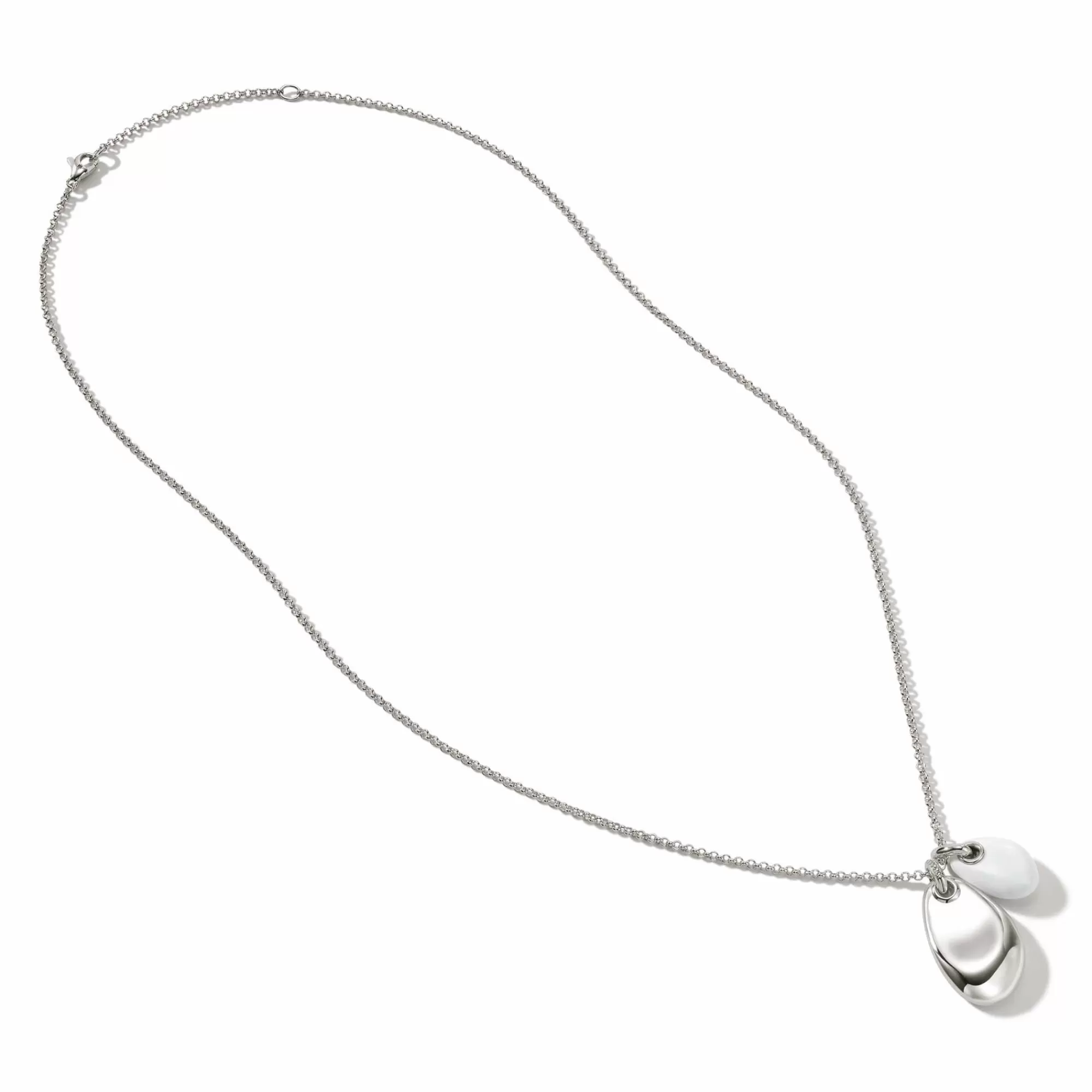 Tags & Pendants^John Hardy Pebble Duo Necklace, Silver, Diamonds