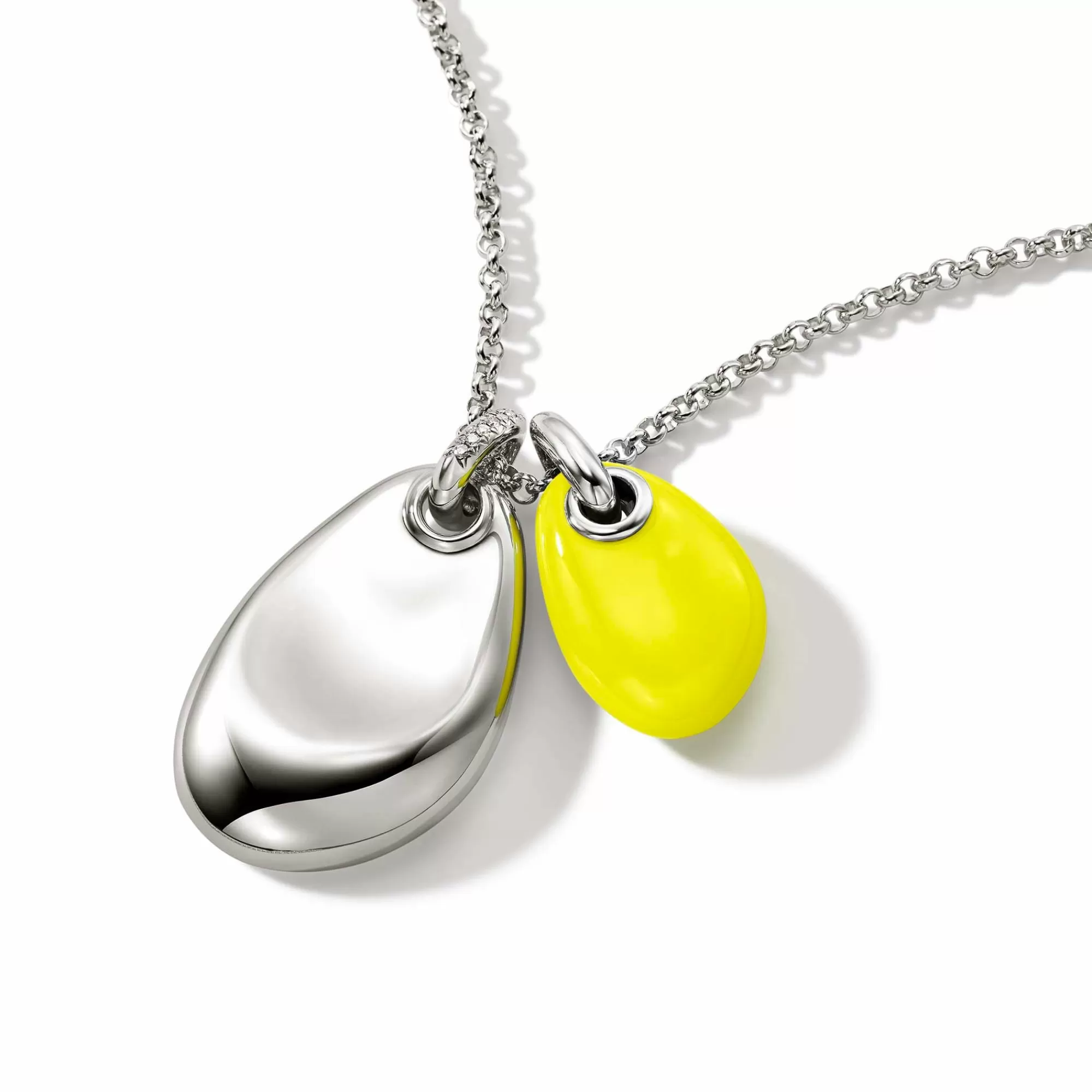 Tags & Pendants^John Hardy Pebble Duo Necklace, Silver, Diamonds