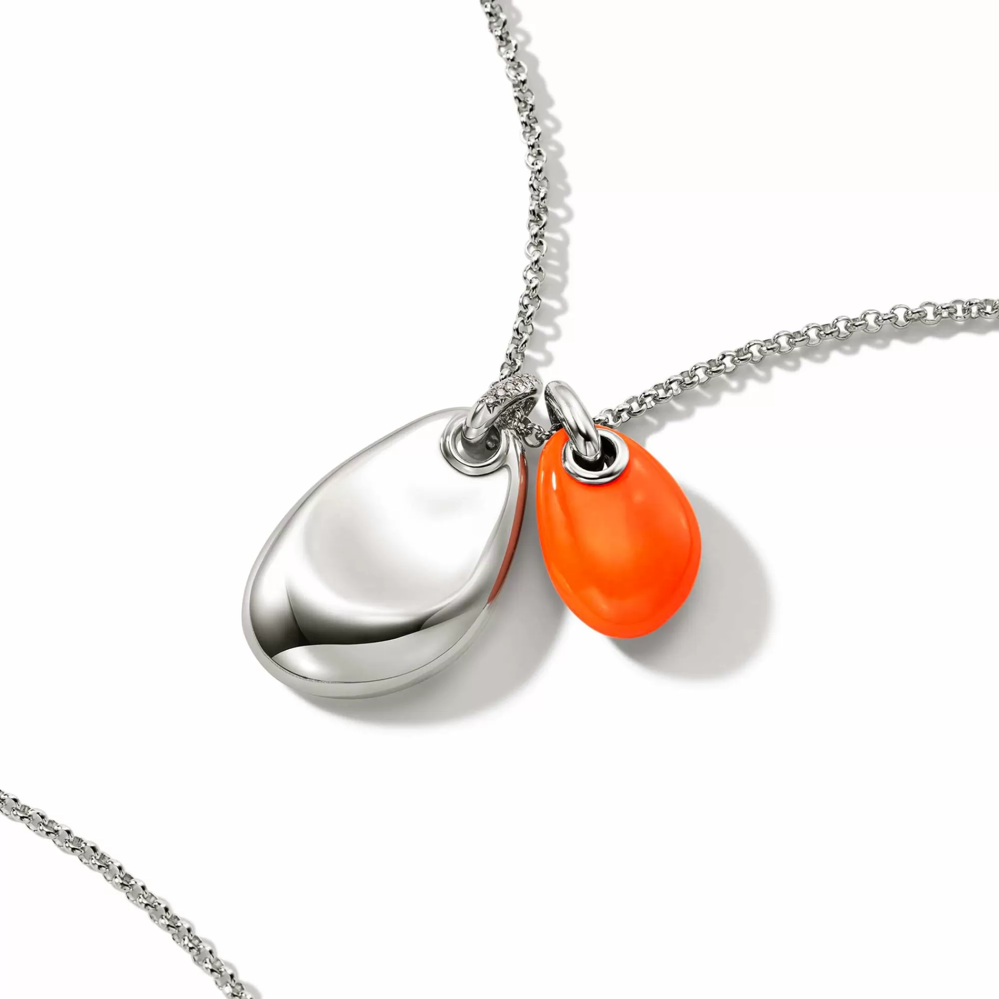 Tags & Pendants^John Hardy Pebble Duo Necklace, Silver, Diamonds