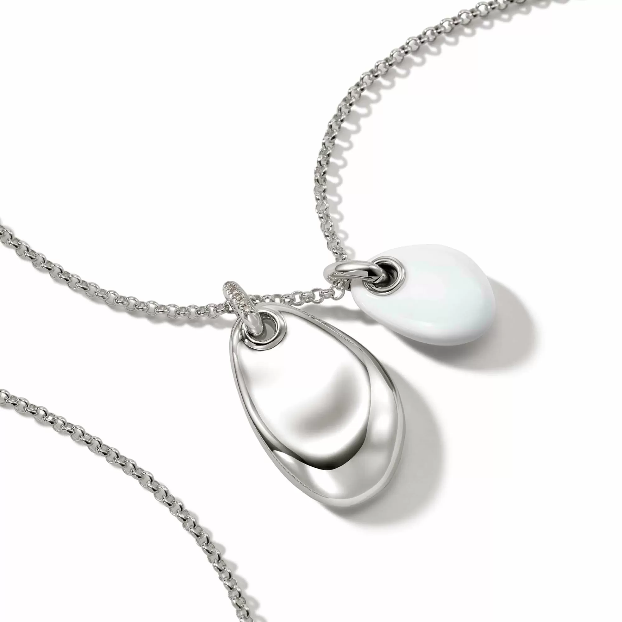 Tags & Pendants^John Hardy Pebble Duo Necklace, Silver, Diamonds