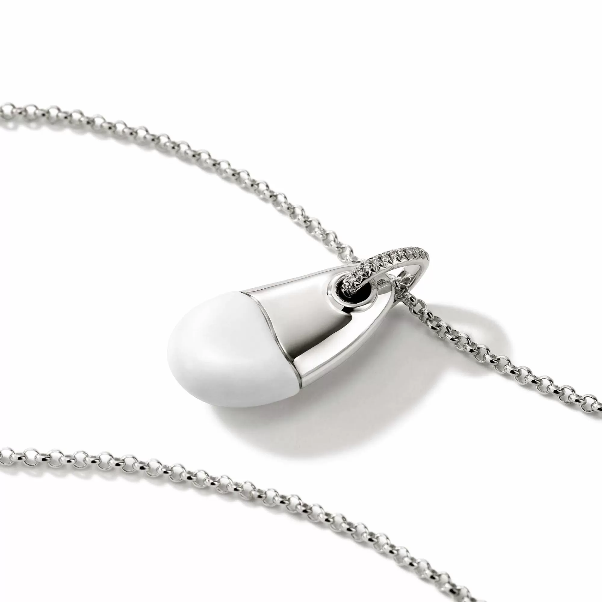 Tags & Pendants^John Hardy Pebble Necklace, Sterling Silver, Diamonds