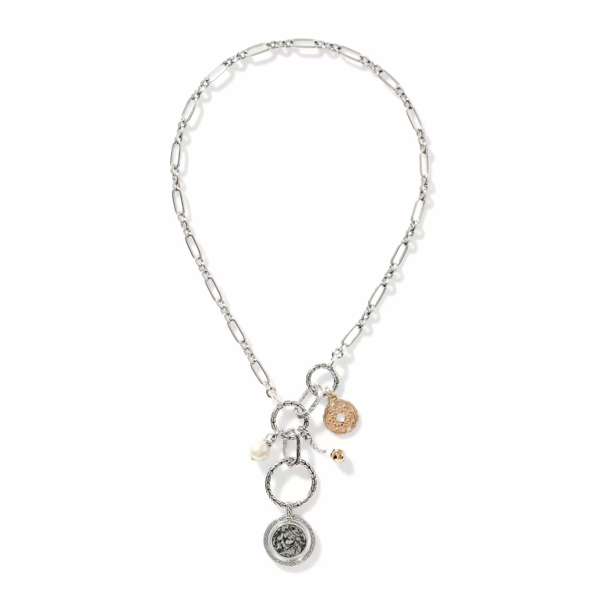 Pendants^John Hardy Pendant Keyring Necklace, Silver, Gold, Pearl