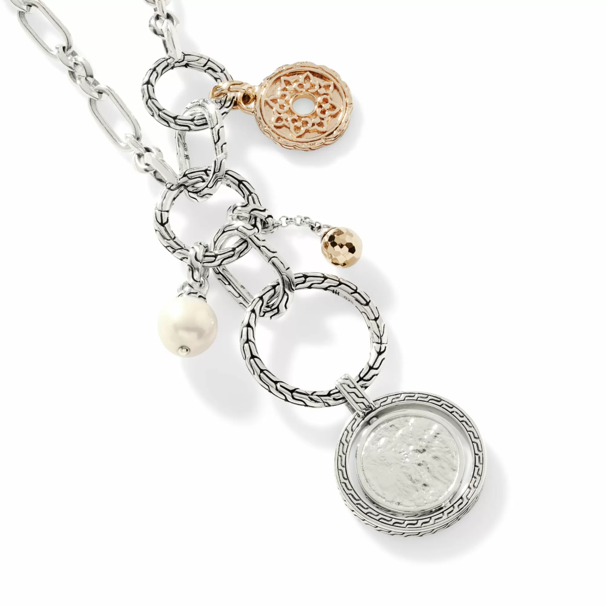 Pendants^John Hardy Pendant Keyring Necklace, Silver, Gold, Pearl