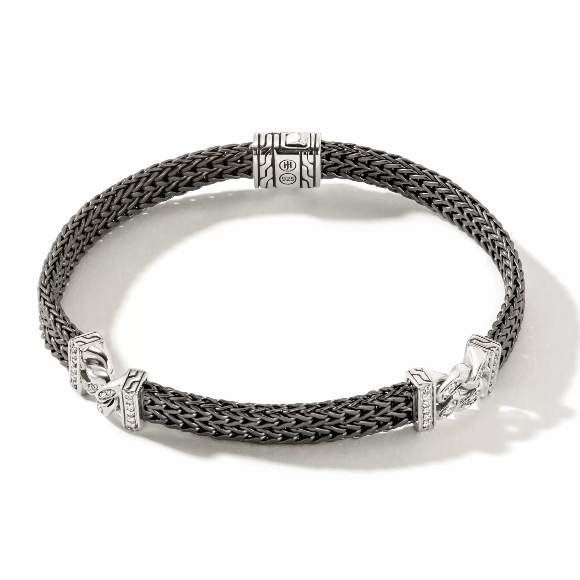 Chains^John Hardy Rata Chain Bracelet, Dark Silver, Diamonds