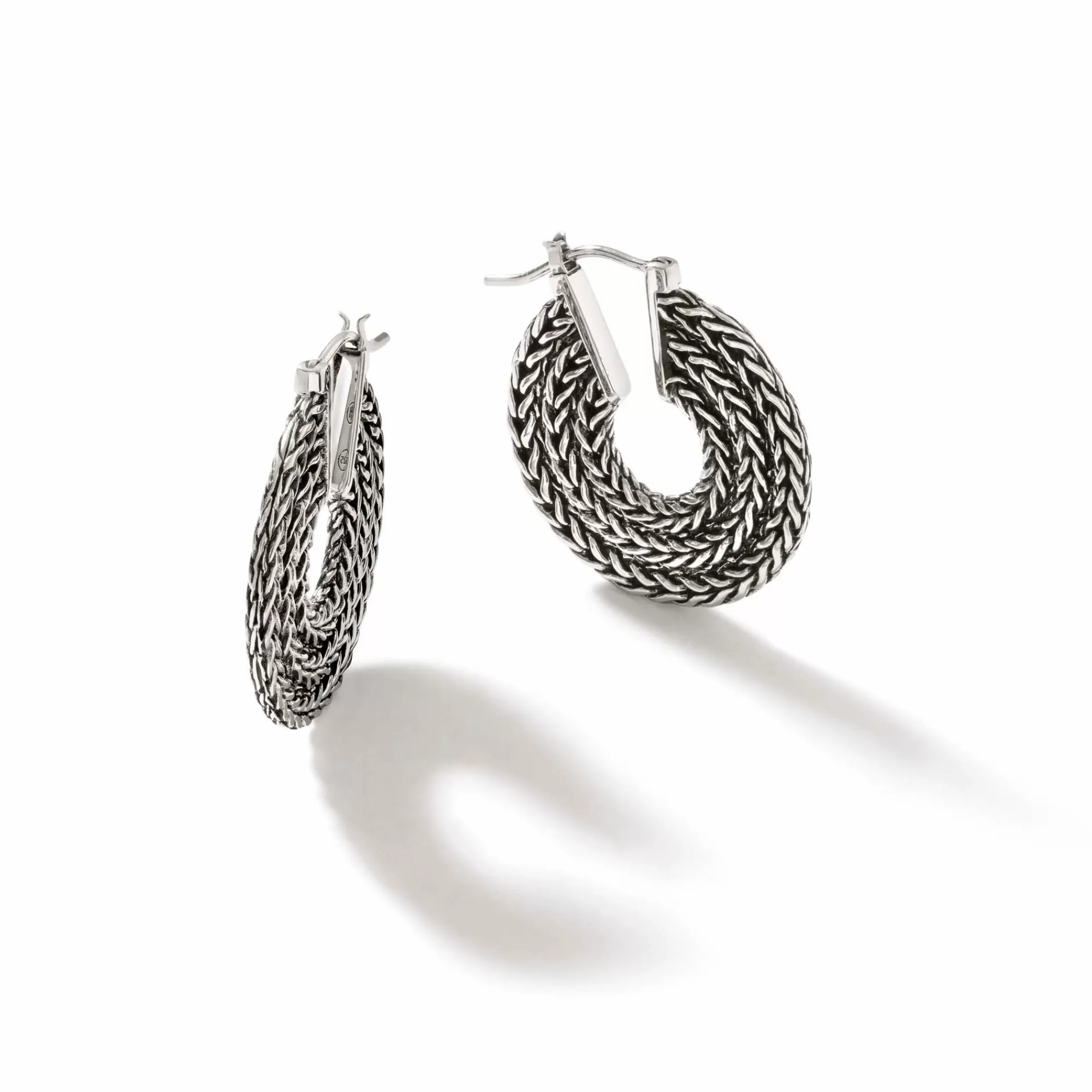 Statement^John Hardy Rata Chain Hoop Earring, Sterling Silver